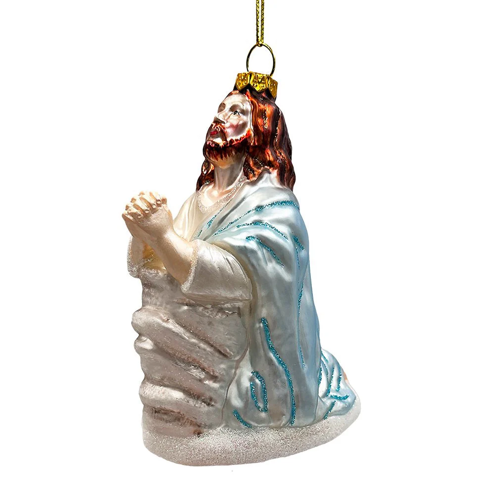 Praying Jesus Handcrafted Glass Christmas Ornament, Religious Christian Tree Decoration by OrnamentallyYou