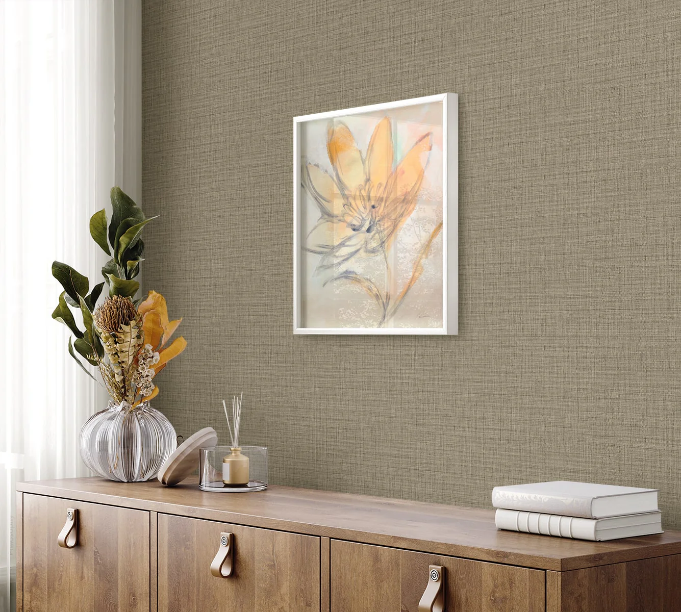 Raffia Harvest Twine Faux Weave Embossed Vinyl Unpasted Wallpaper - Image 31