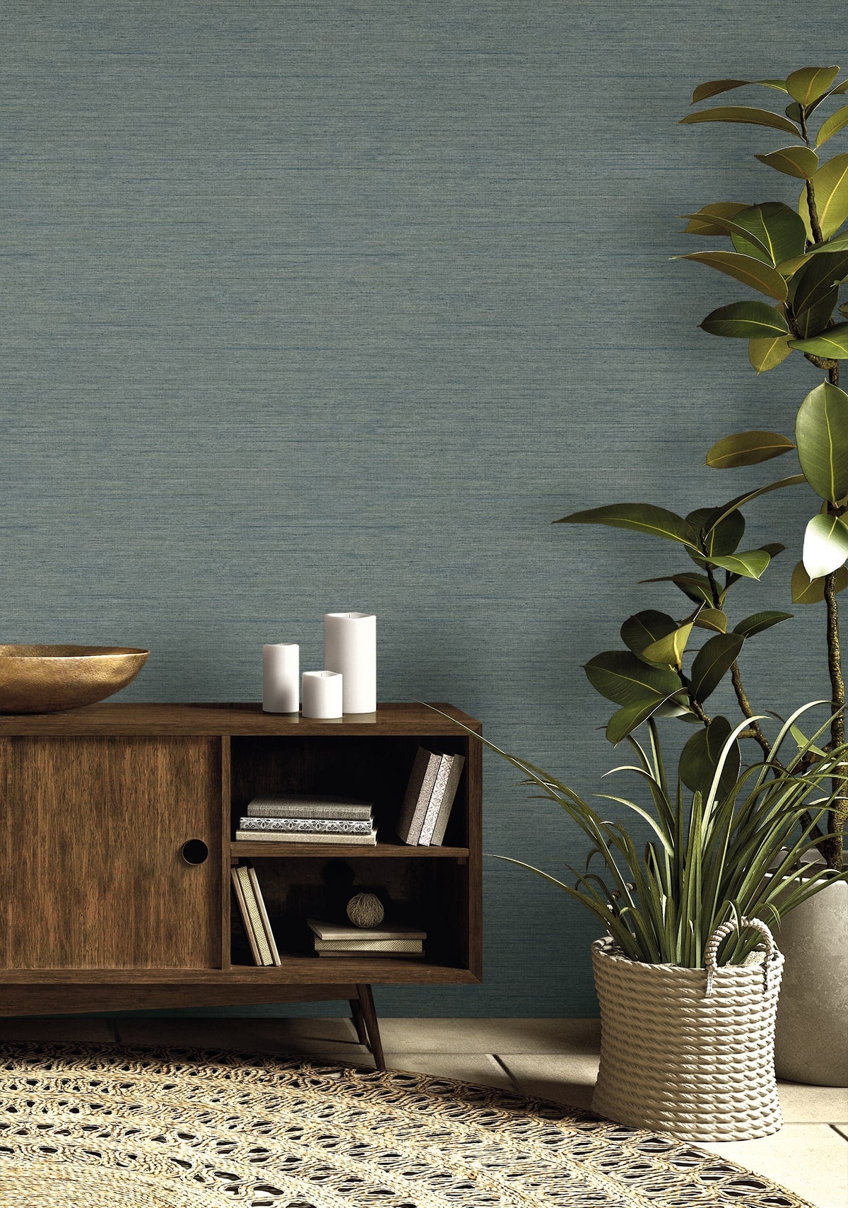 Raffia Threaded Faux Weave Embossed Vinyl Unpasted Wallpaper - Image 13