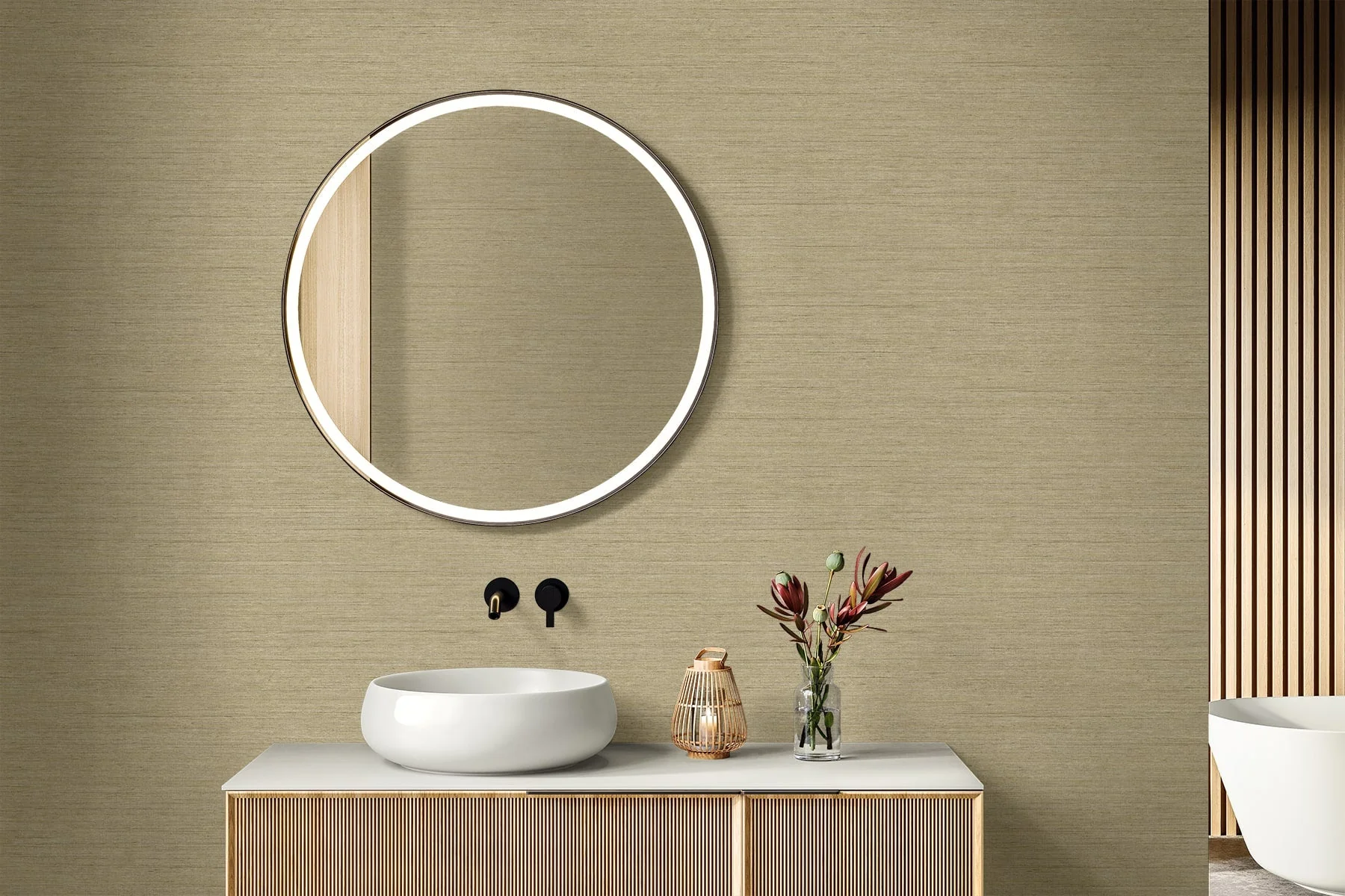 Raffia Threaded Faux Weave Embossed Vinyl Unpasted Wallpaper - Image 15
