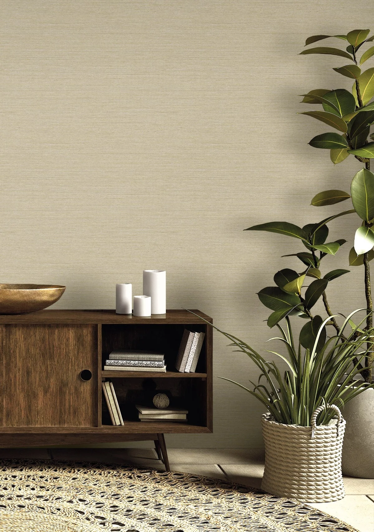 Raffia Threaded Faux Weave Embossed Vinyl Unpasted Wallpaper - Image 26