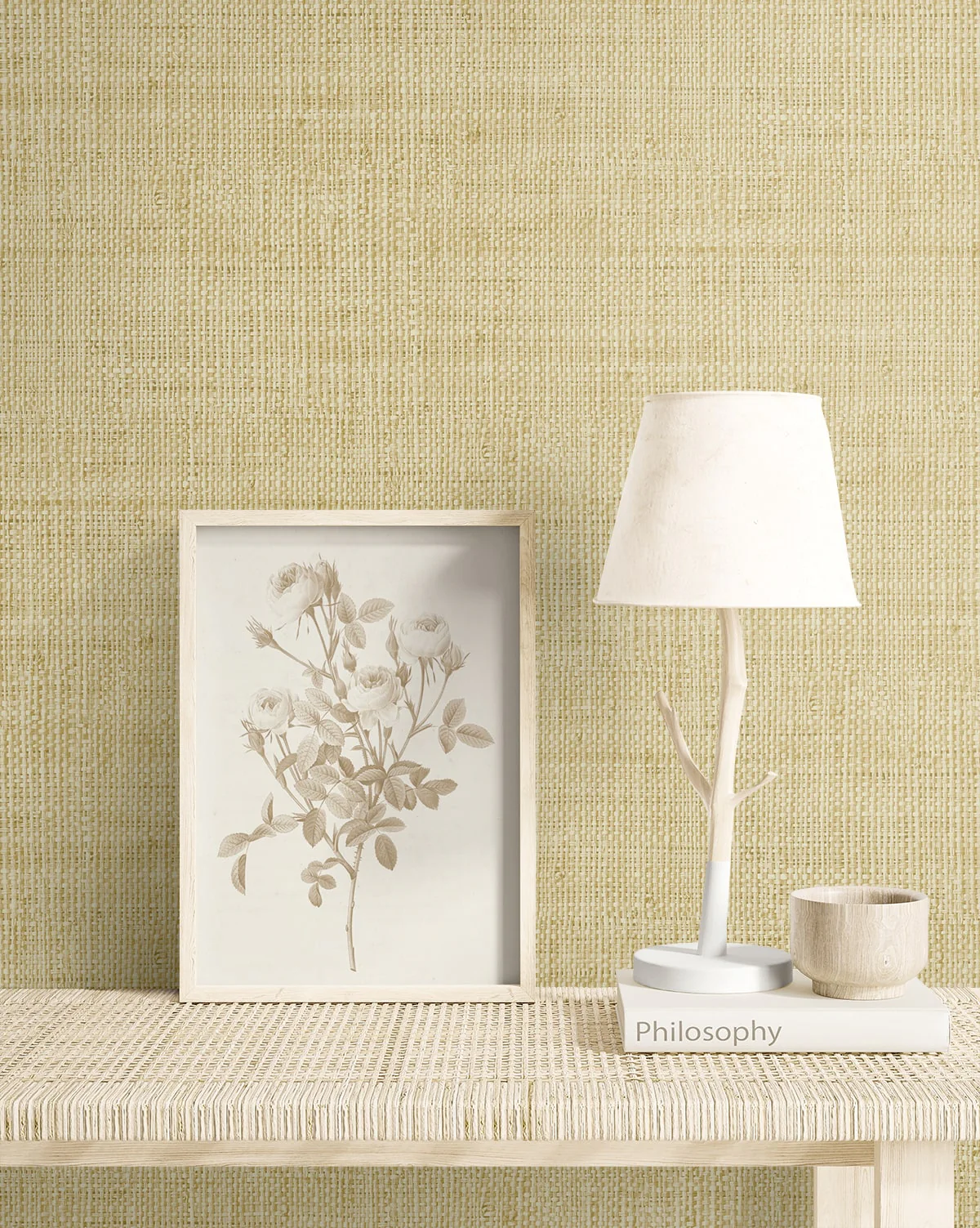Raffia Wild Bind Faux Weave Embossed Vinyl Unpasted Wallpaper - Image 3