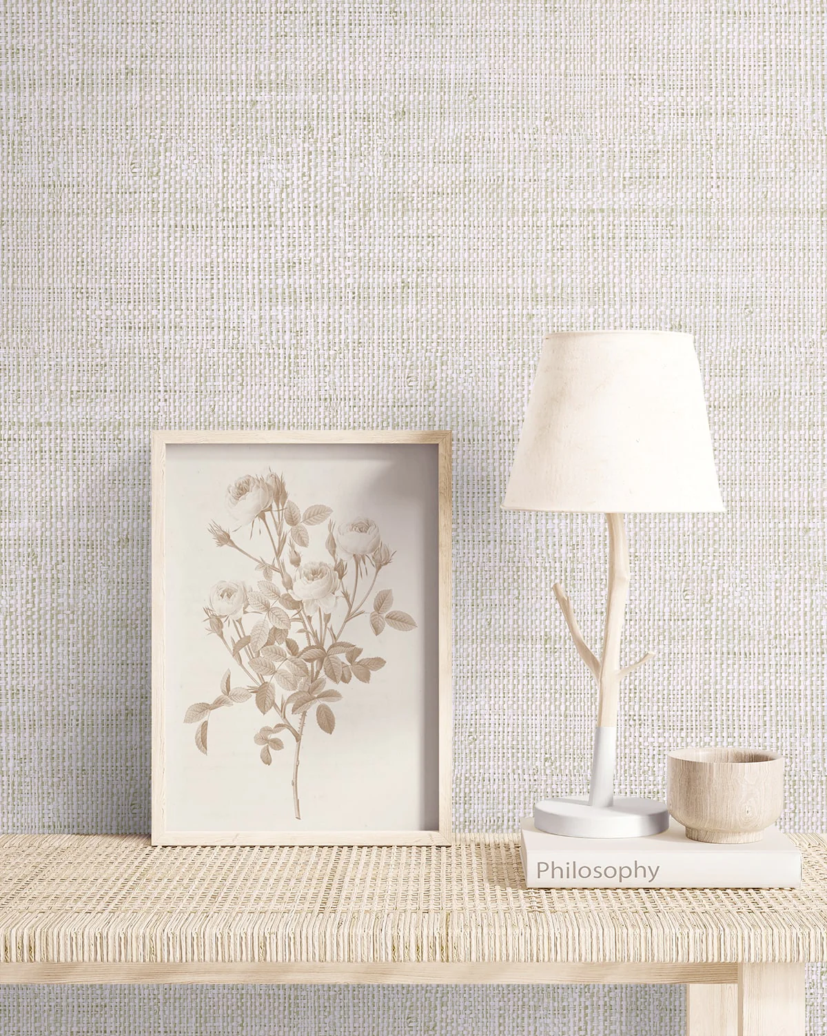 Raffia Wild Bind Faux Weave Embossed Vinyl Unpasted Wallpaper - Image 7