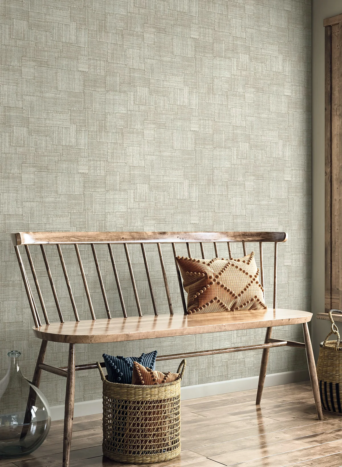 Raffia Woven Blocks Embossed Vinyl Unpasted Wallpaper - Image 10