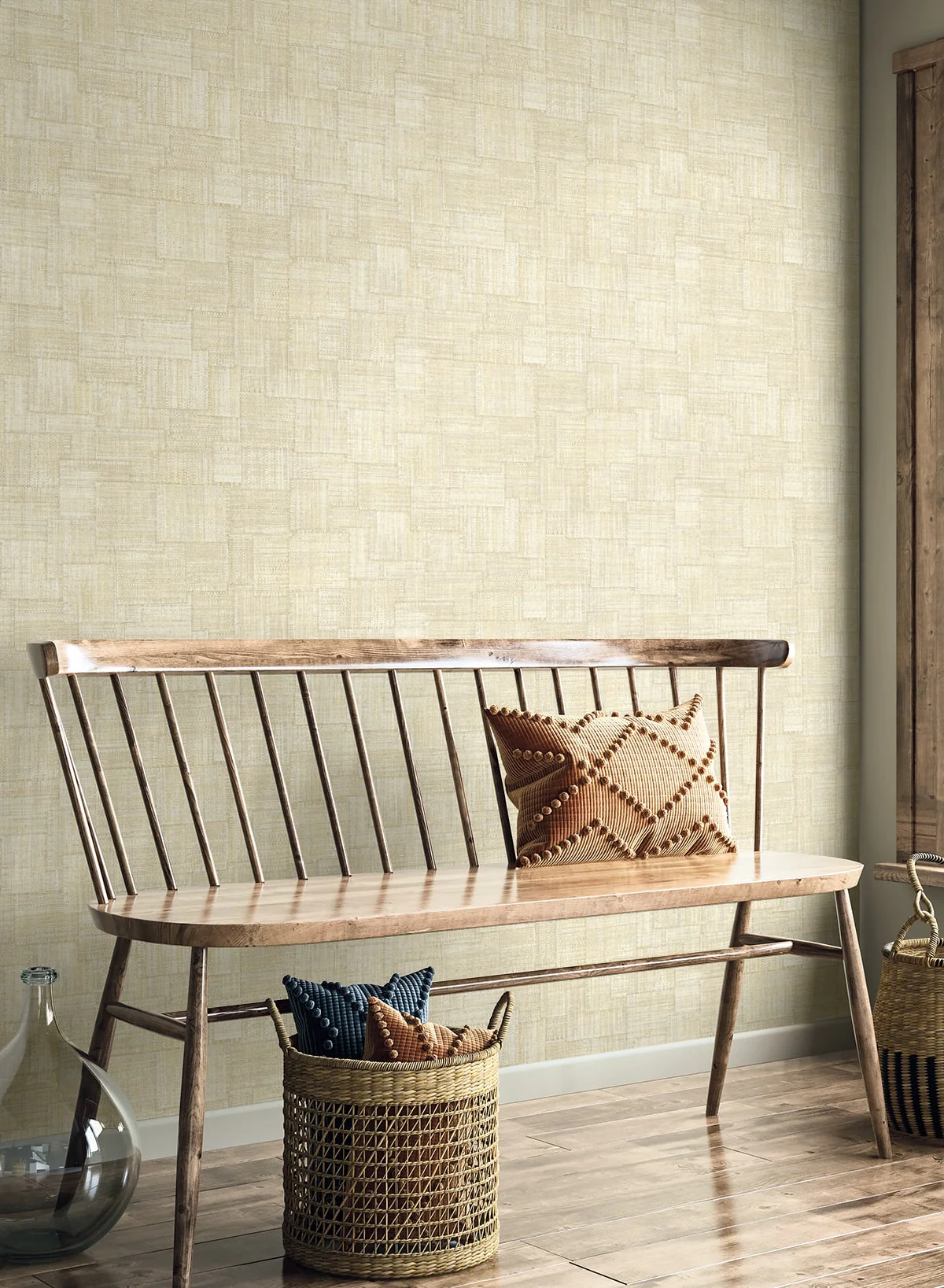 Raffia Woven Blocks Embossed Vinyl Unpasted Wallpaper - Image 13