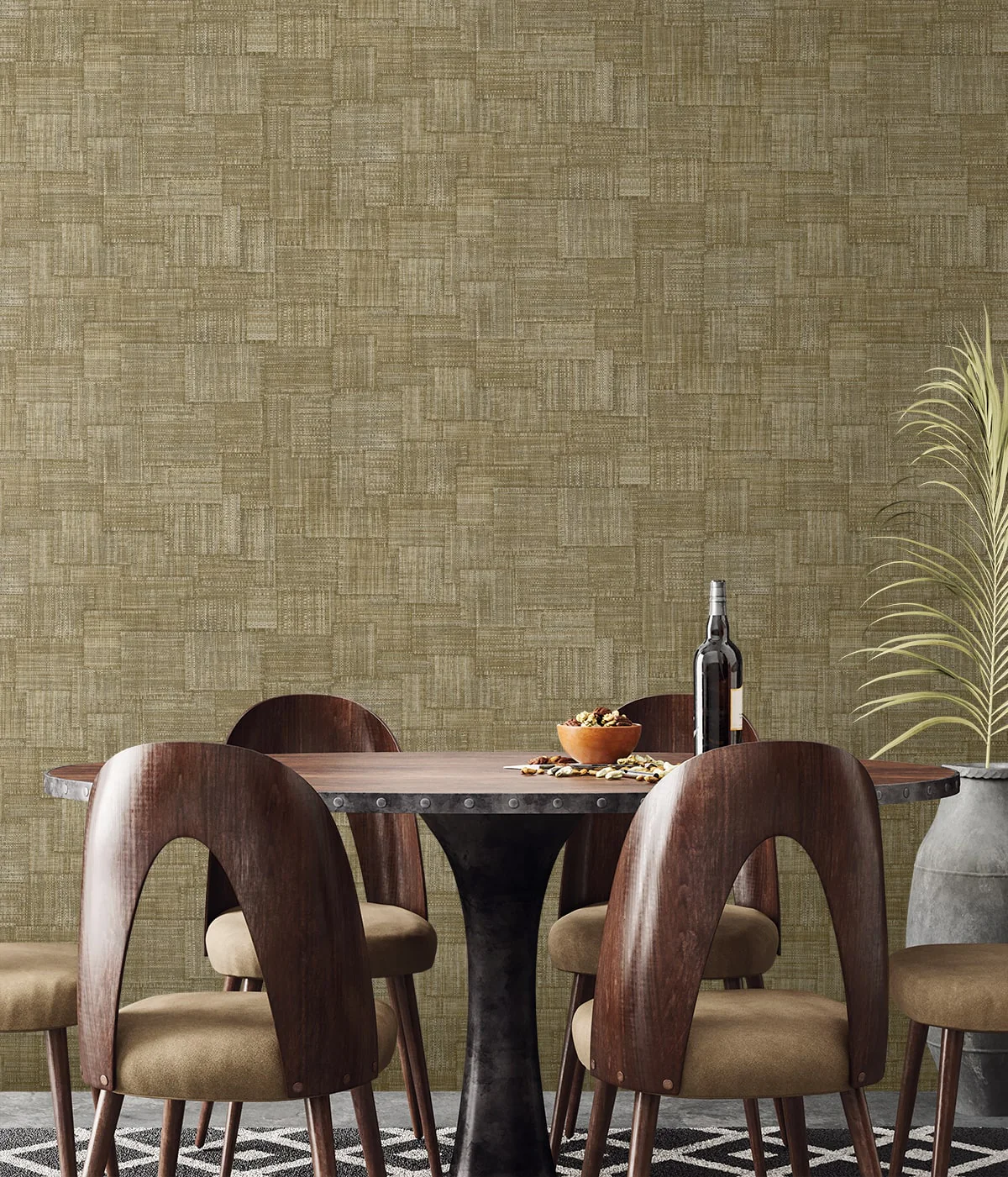 Raffia Woven Blocks Embossed Vinyl Unpasted Wallpaper - Image 18