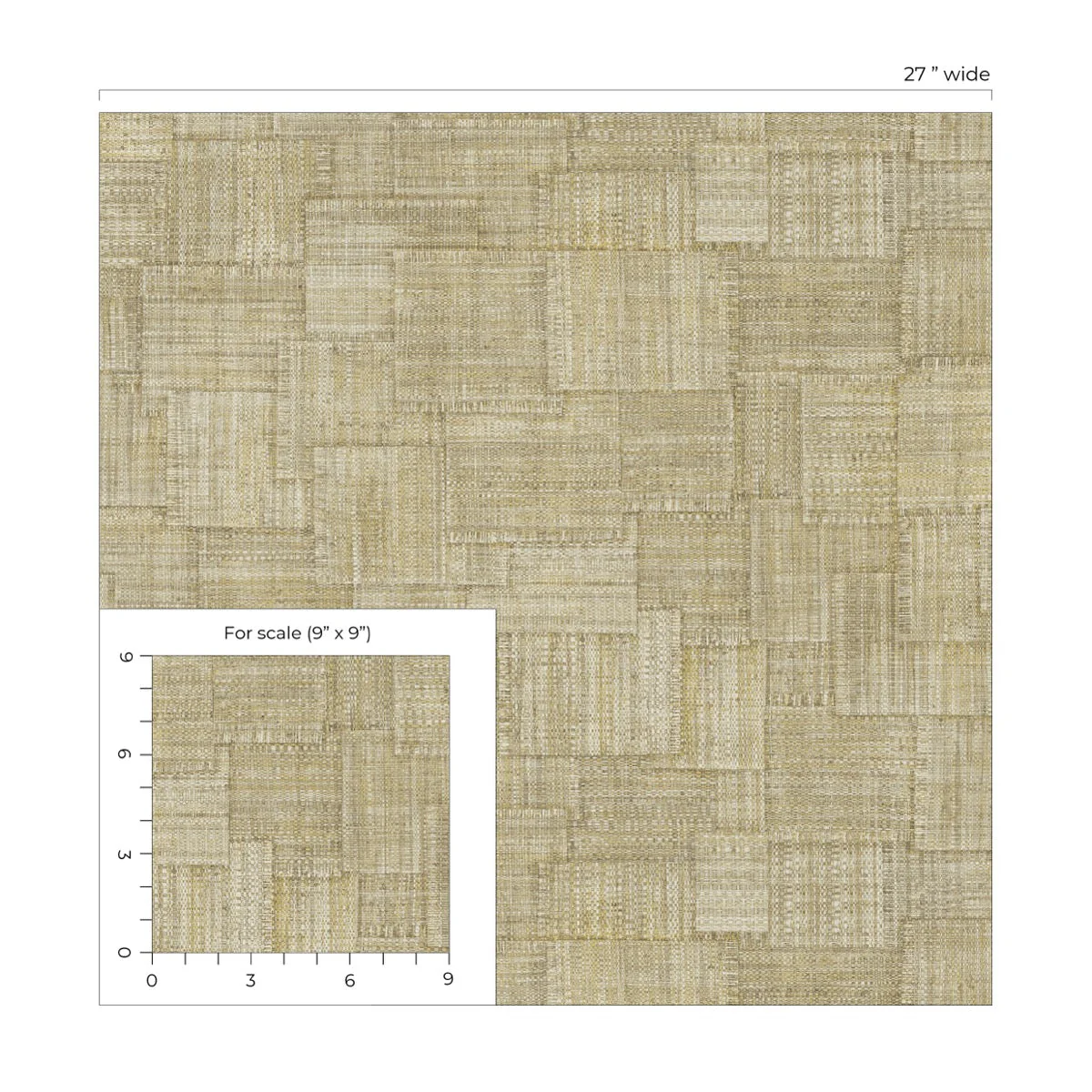 Raffia Woven Blocks Embossed Vinyl Unpasted Wallpaper - Image 4