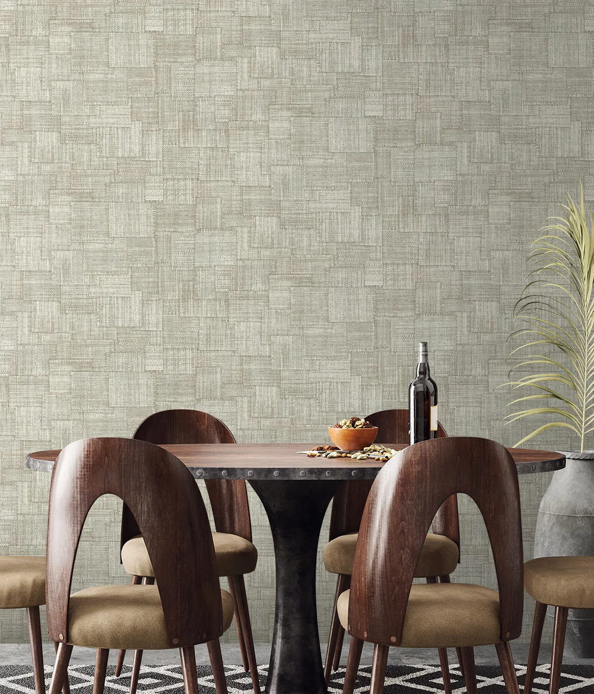 Raffia Woven Blocks Embossed Vinyl Unpasted Wallpaper - Image 9