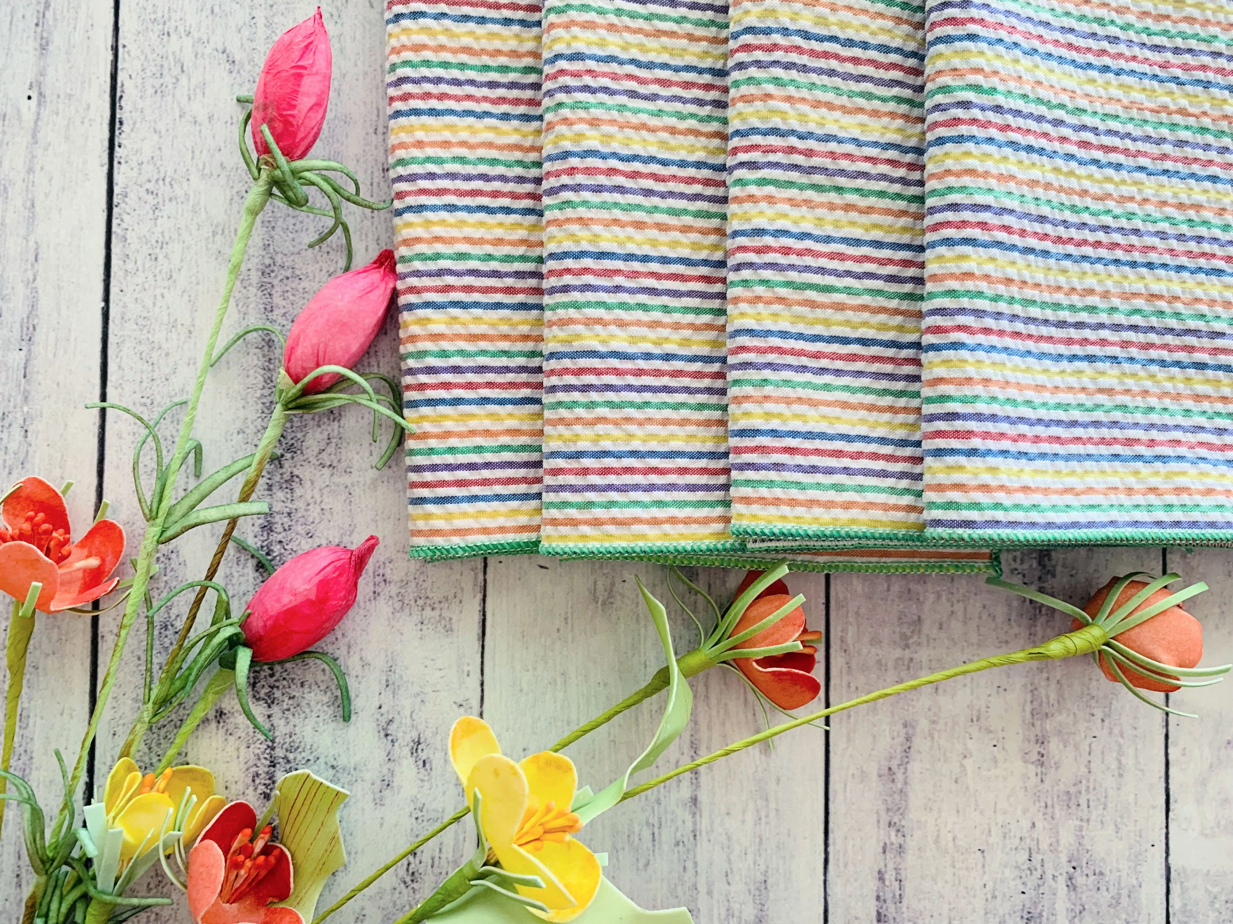 Rainbow Seersucker Cloth Napkins, Set of 4 - Image 2