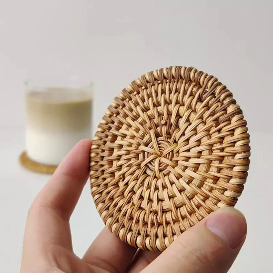 Rattan Coasters, Table Décor Set of 4 - Image 3