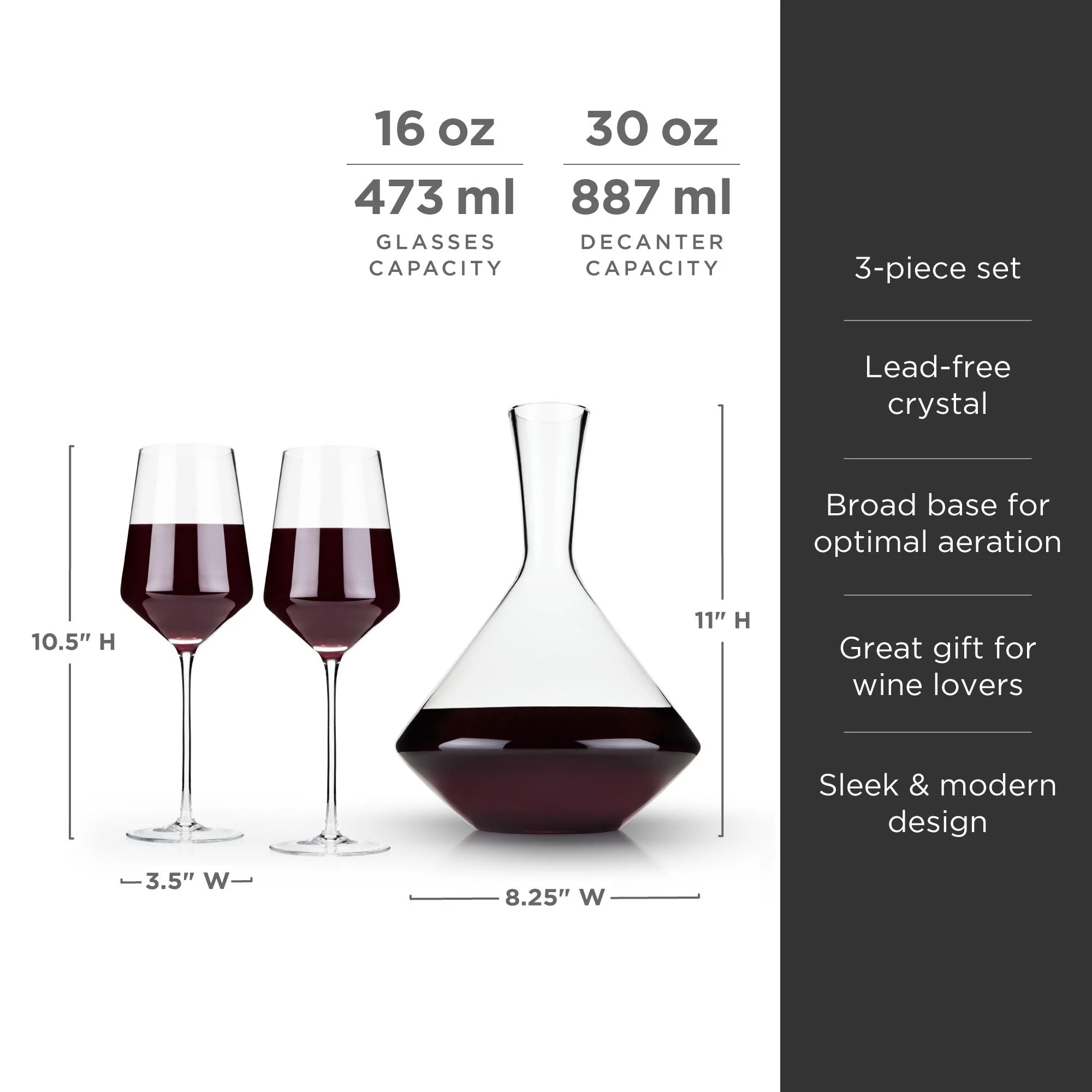 Raye Angled Crystal Bordeaux Decanter & Wine Glass Set - Image 7