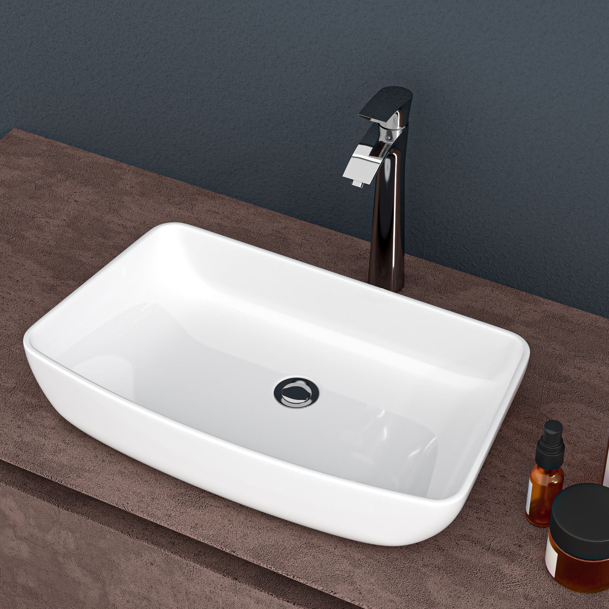 Rectangular Vessel Bathroom Sink - White by Couch - Image 3