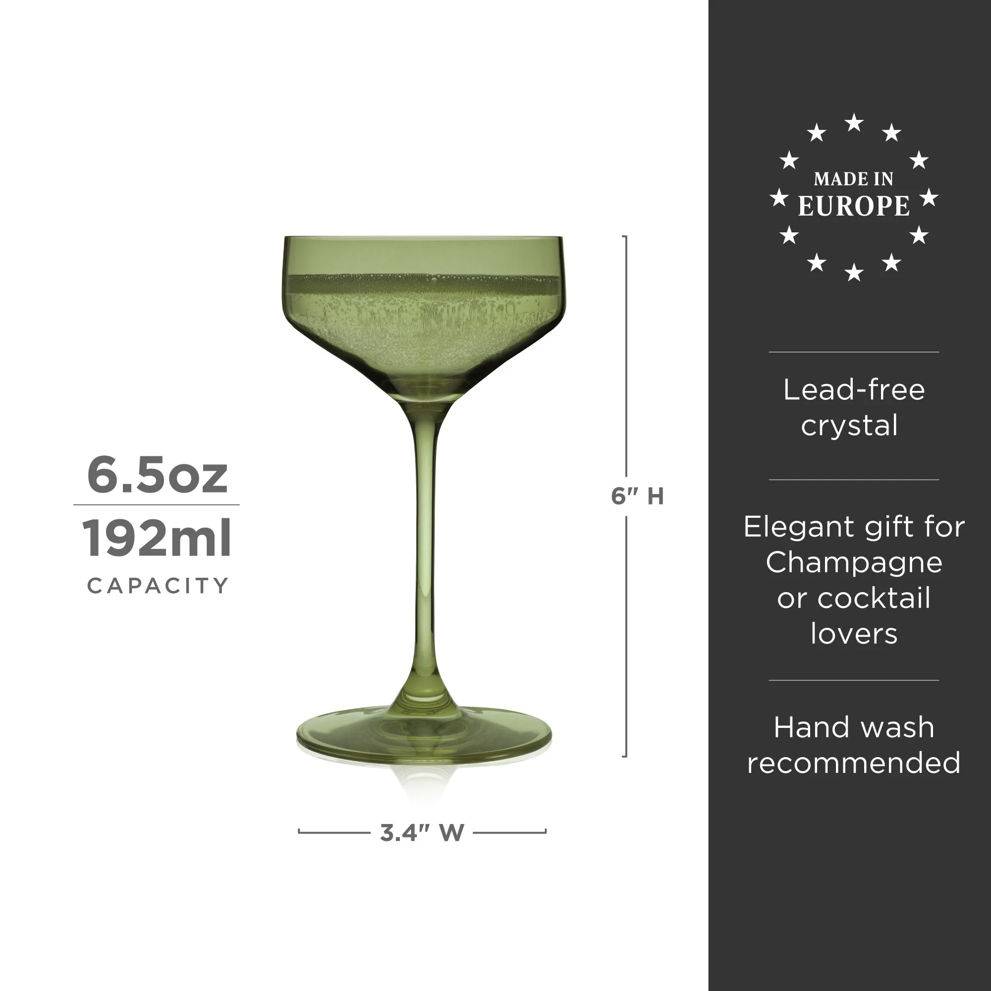 Reserve Nouveau Crystal Coupe Glasses in Sage Set of 2 - Image 6