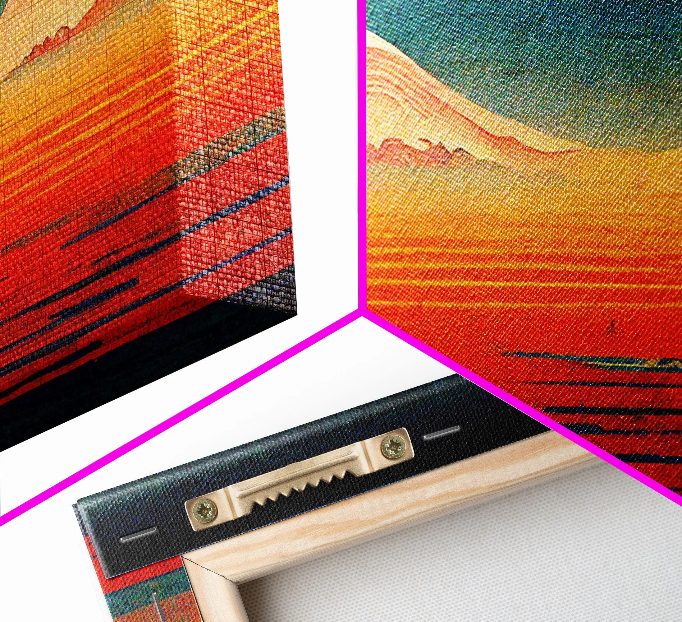 Retro Japanese Style Sunset Art, 3 Piece Wall Art, Canvas Print - Image 13