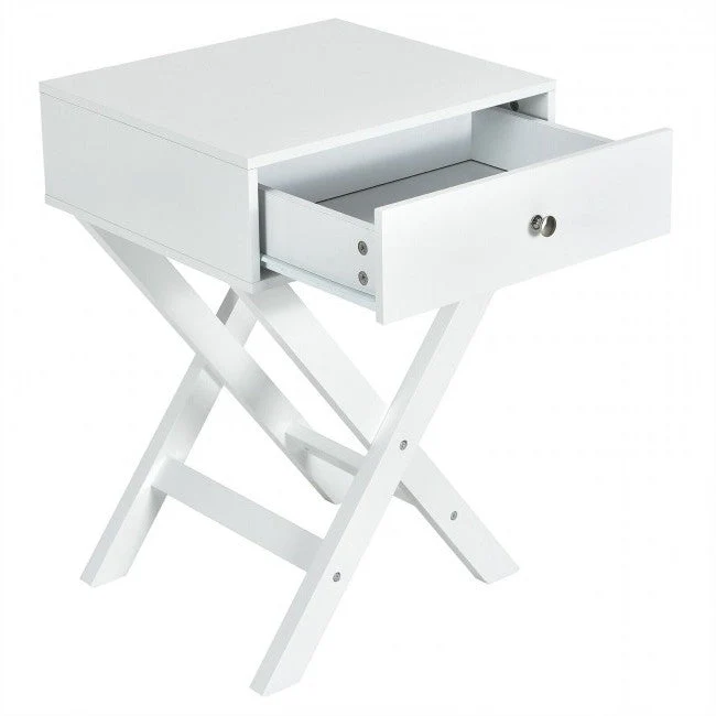 Retro White X-Shape Nightstand and Coffee Table - Image 2