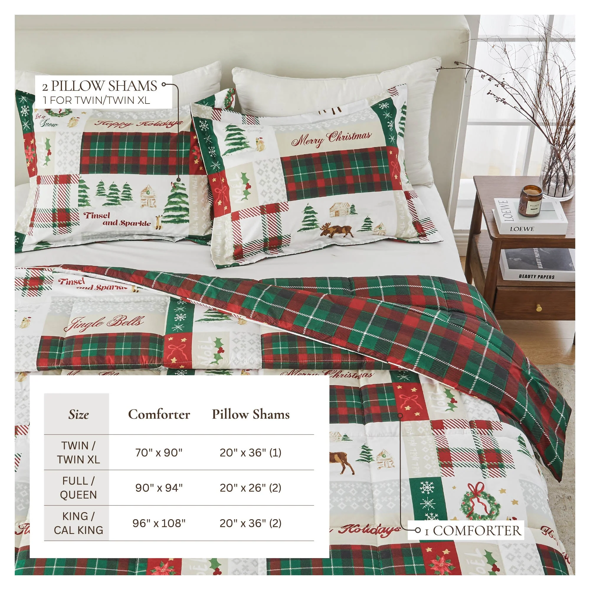 Reversible Christmas Comforter and Sham Set - Holiday / Lodge Odette Collection - Image 59