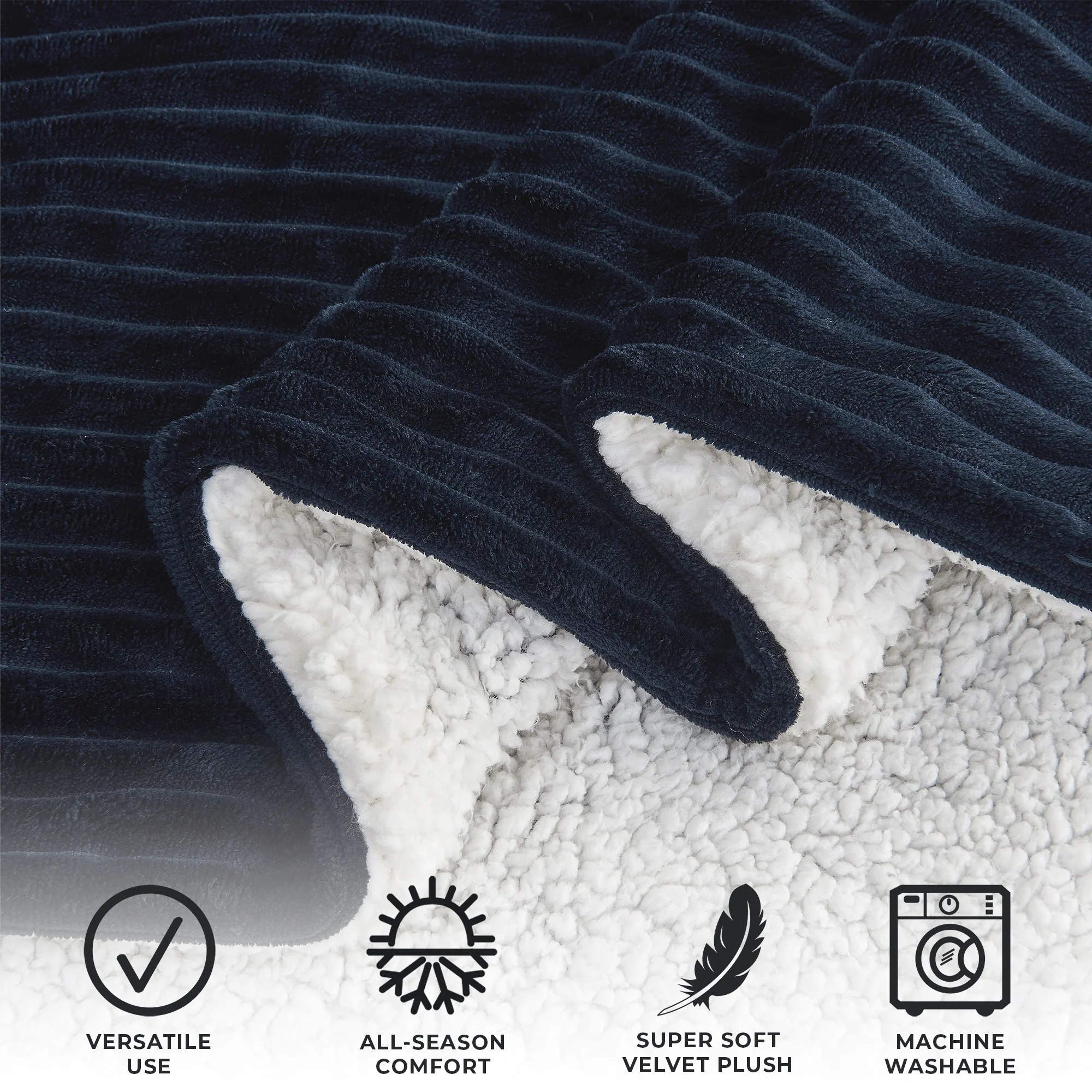 Ribbed Sherpa Throw Blanket - Corduroy Collection - Image 26