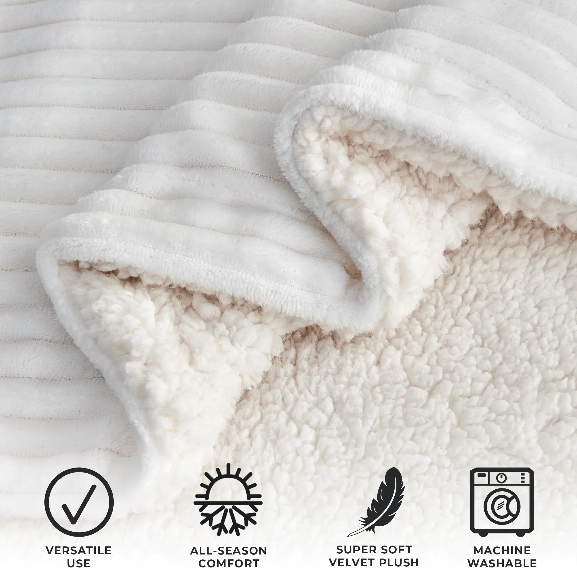 Ribbed Sherpa Throw Blanket - Corduroy Collection - Image 3