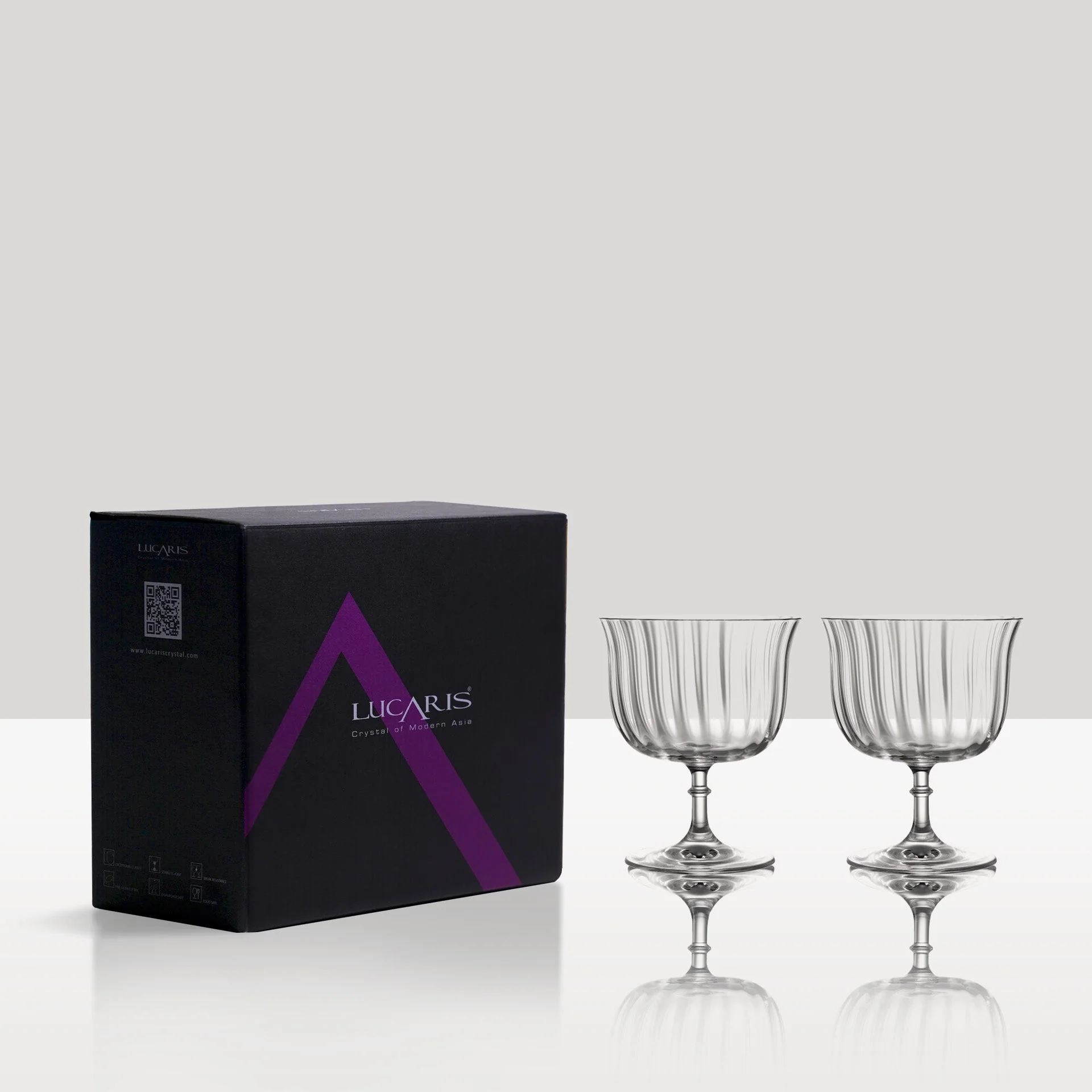 Rims Orient-Coupe Dessert/Paloma Ribbed Martini & Wine Glasses - (Lotus) - 9.25oz - Image 4