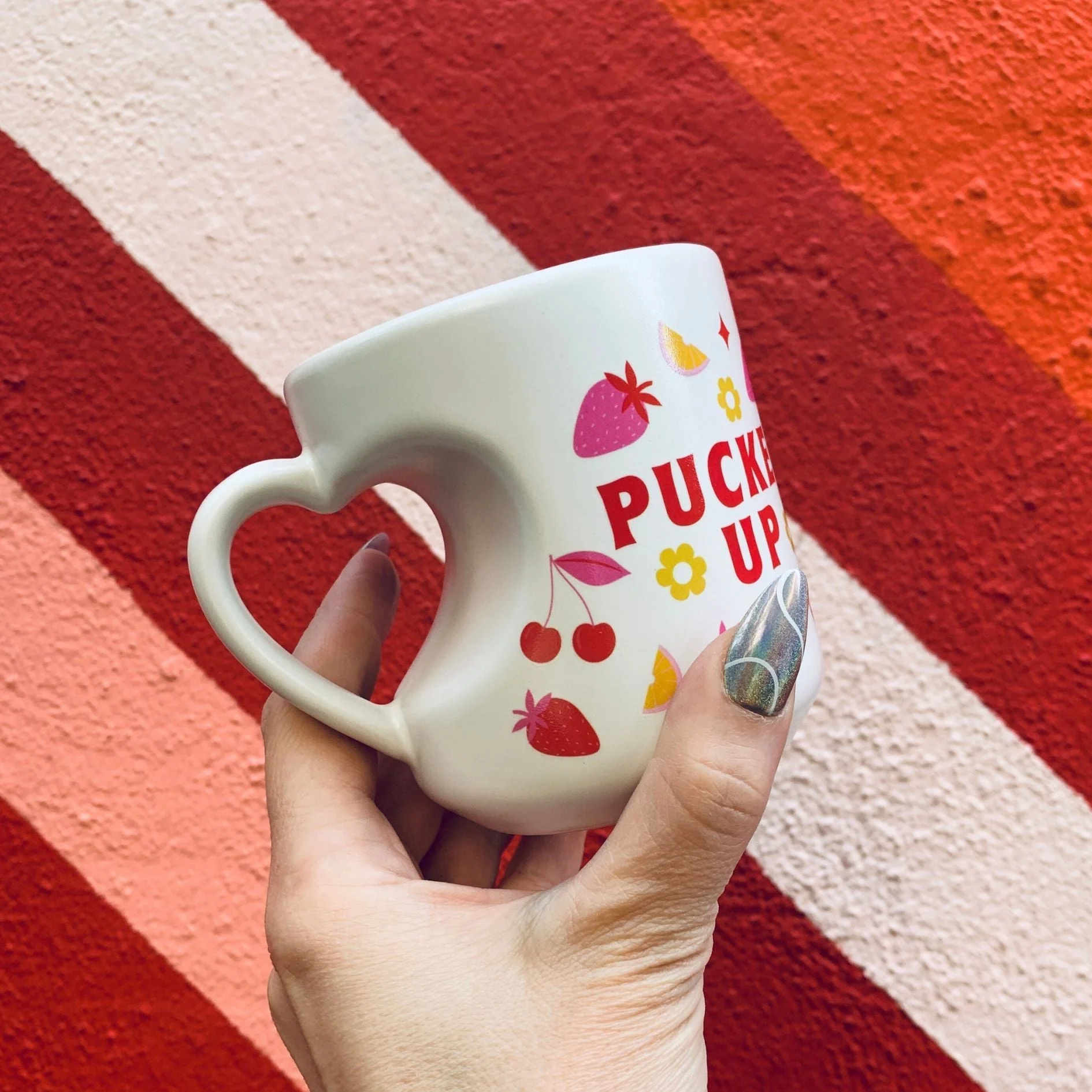 Romance, Pucker Up, Heart Shaped Handle Mug, 12oz - Image 9