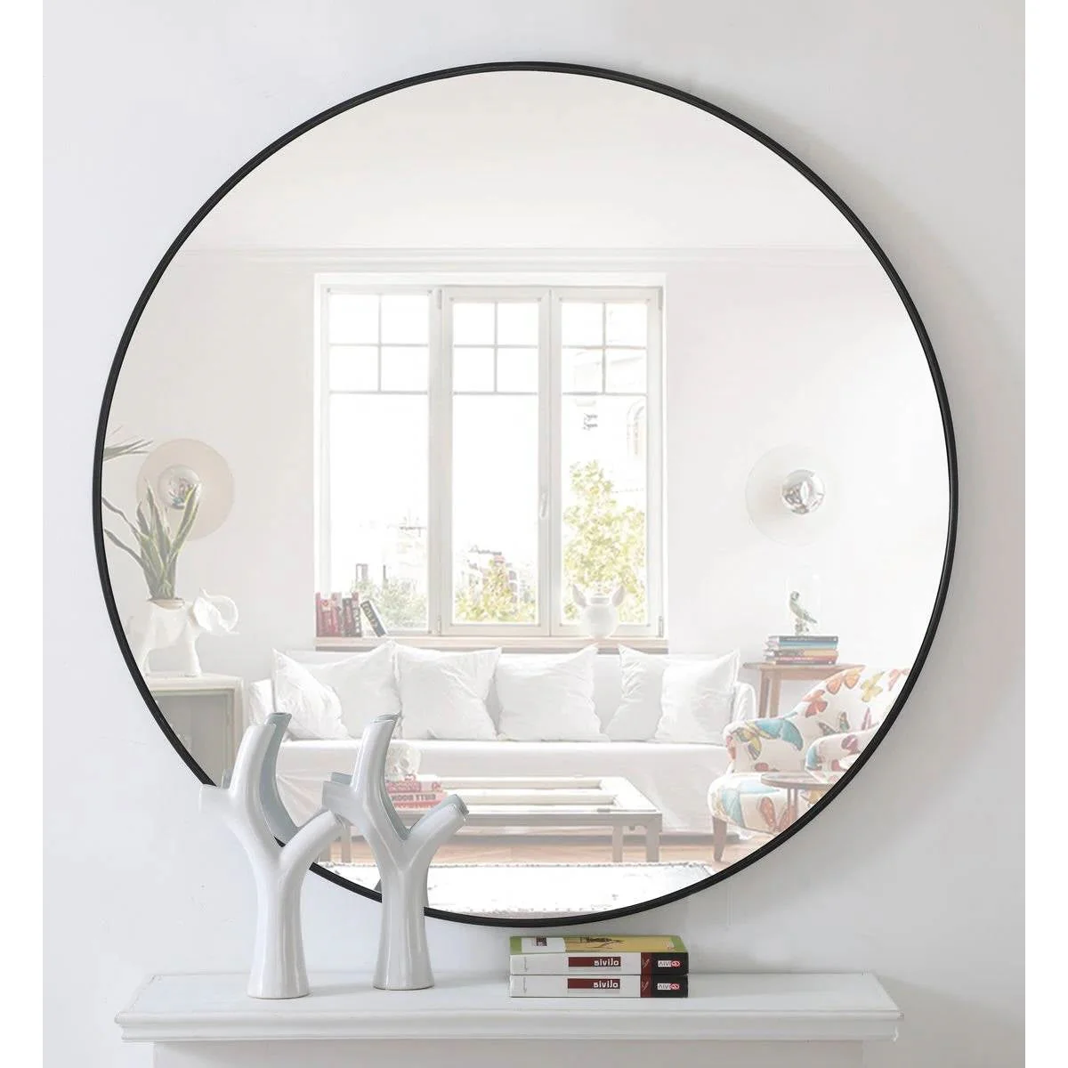 Round 18-inch Wall Mirror in Black - Bathroom Mirror - Image 5