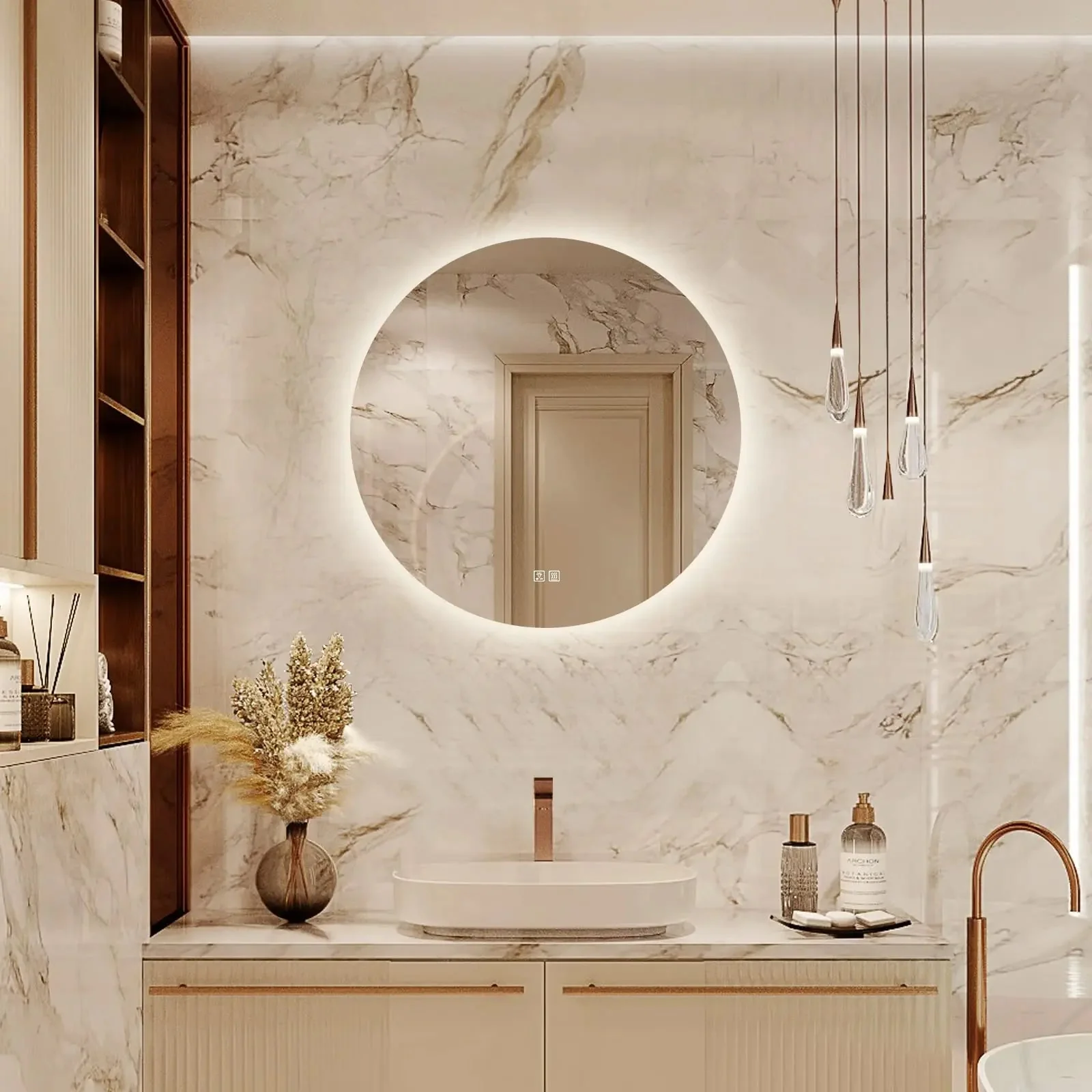 Round Backlit LED Vanity Mirrors With Dimmable Lights - Image 7