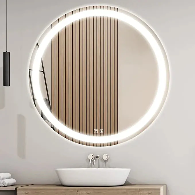 Round Led Mirror Bathroom, Vanity, With Dimmable Lights - Image 2