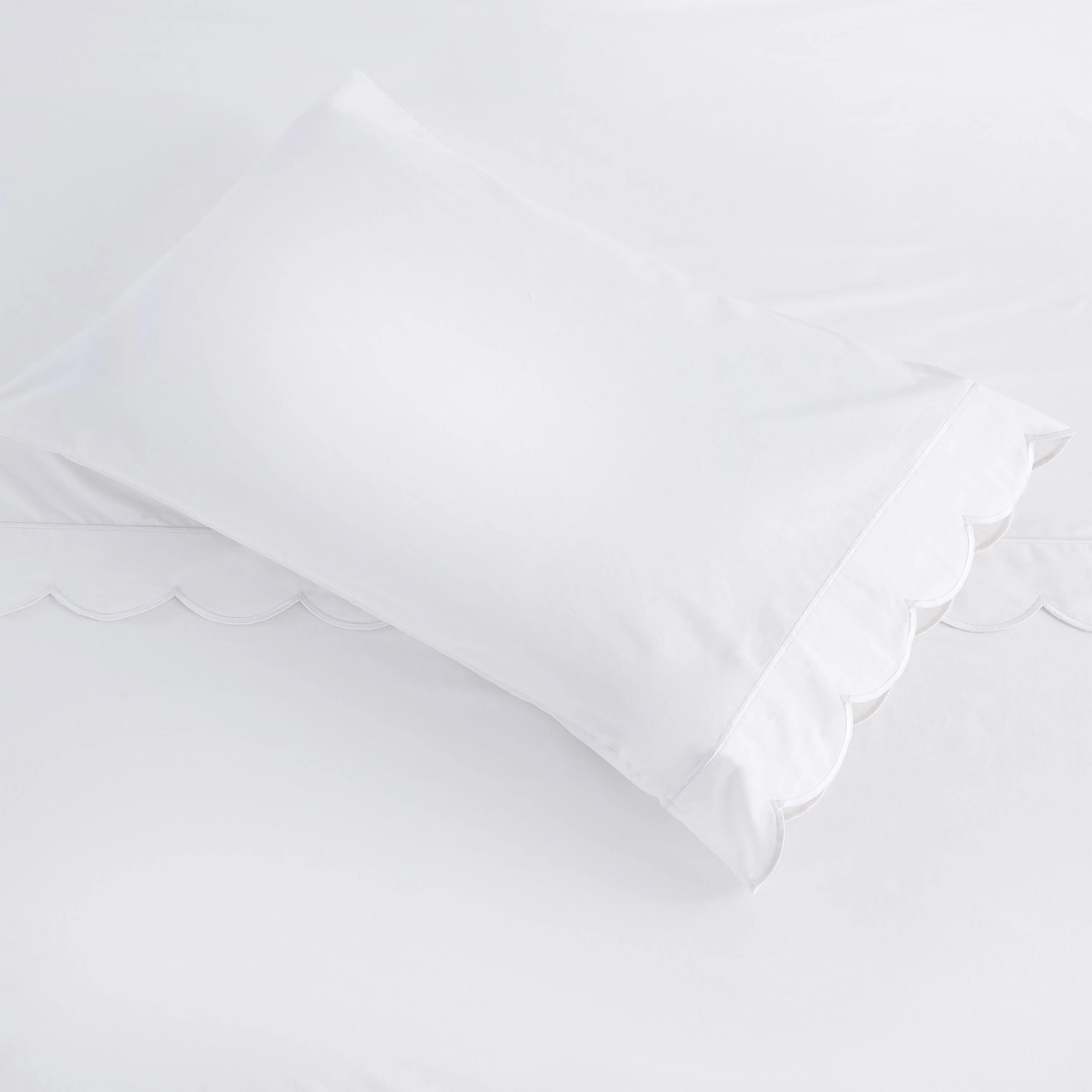 Scallop Frame Embroidered Cotton Percale Pillowcase Pair - Image 7