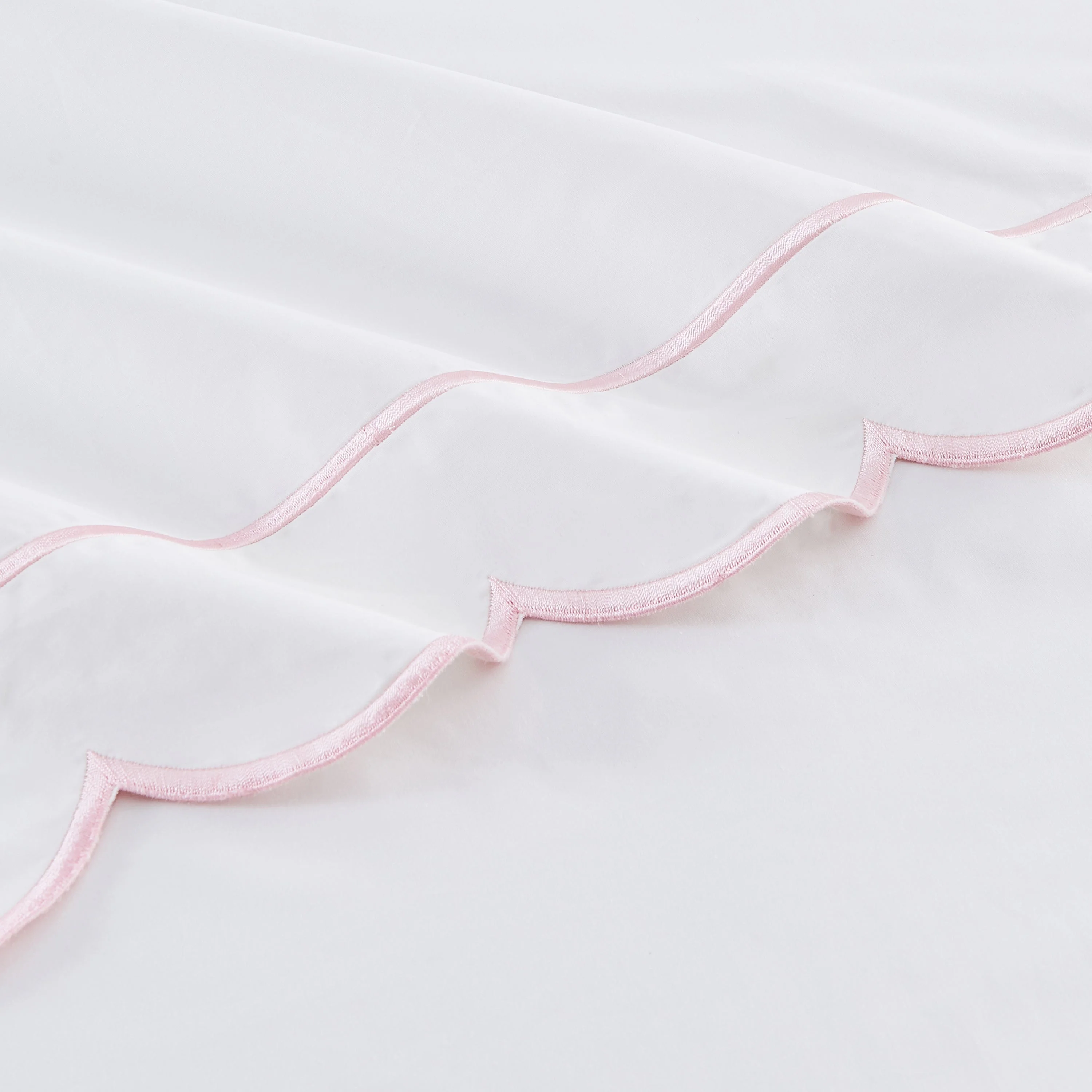 Scallop Frame Embroidered Cotton Percale Pillowcase Pair - Image 9