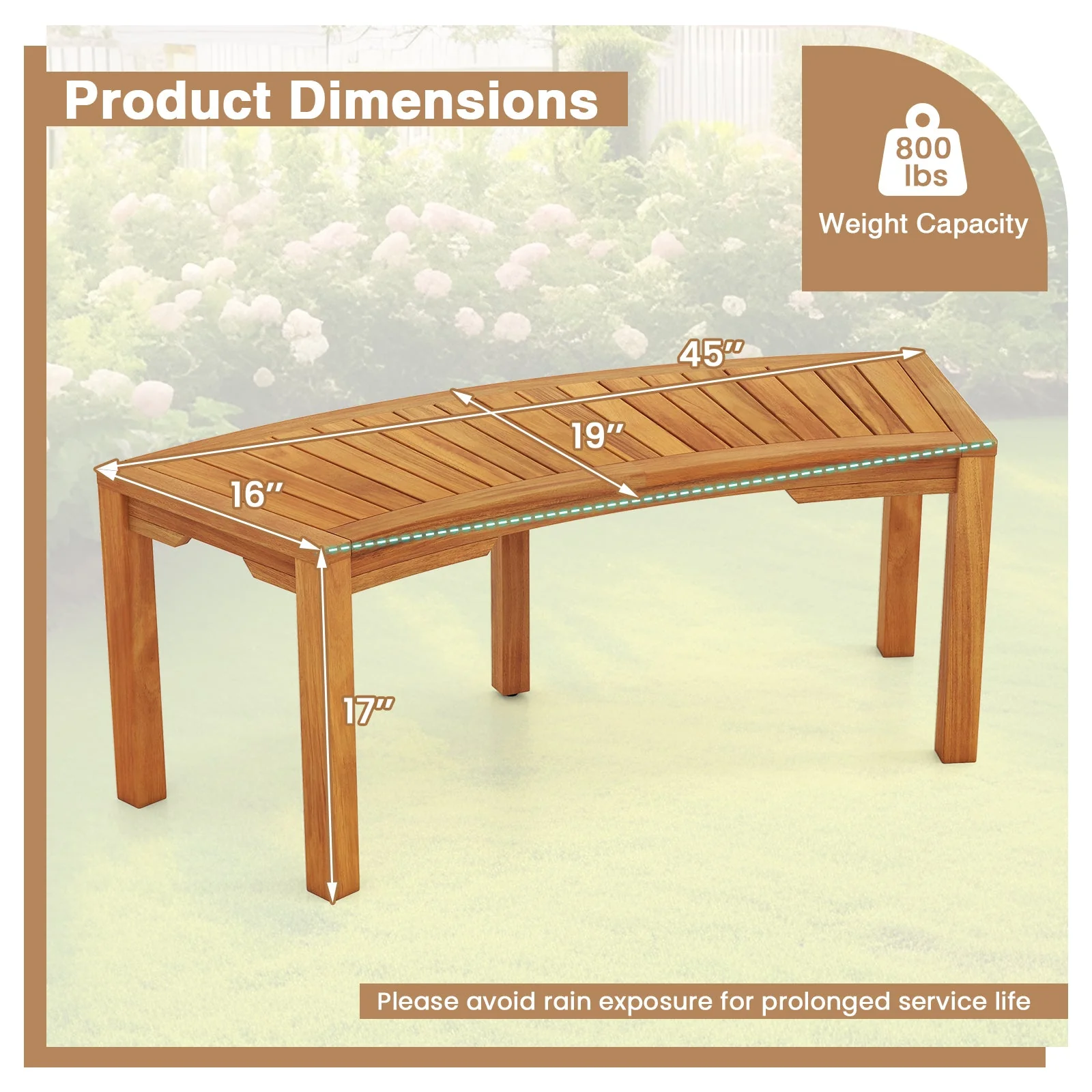 Set of 1 Outdoor Curved Garden Bench 2-Person - Image 4