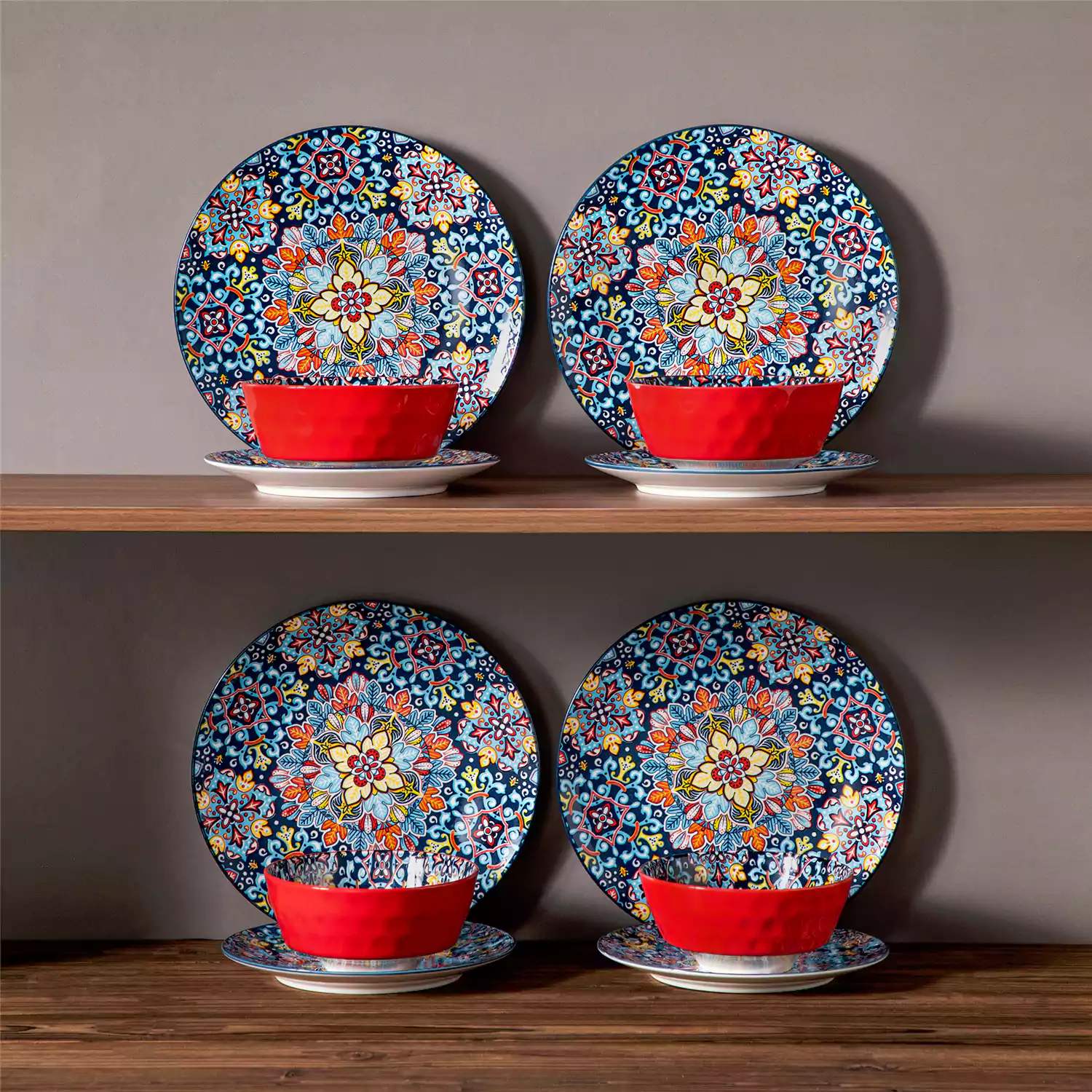 Simi 12 Piece Dinnerware Set with Front-Only Pattern - Image 31
