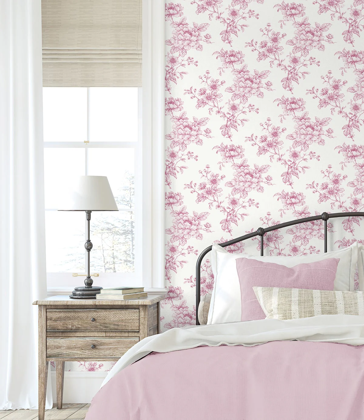 Sketched Floral Peel and Stick Removable Wallpaper - Image 2