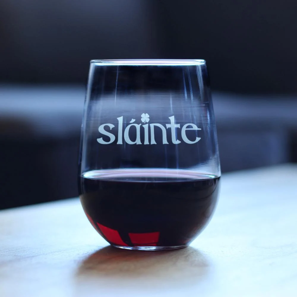 Slainte - Irish Cheers - Funny St Patricks Day Party Wine Glass - Image 2
