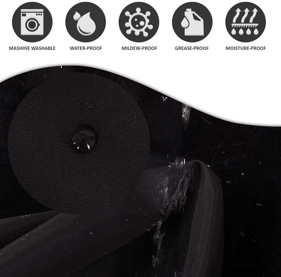 Solid Black Shower Curtain, Heavy Duty Design with 12 Grommets and Hooks, 72 x 72 Inches - Image 5