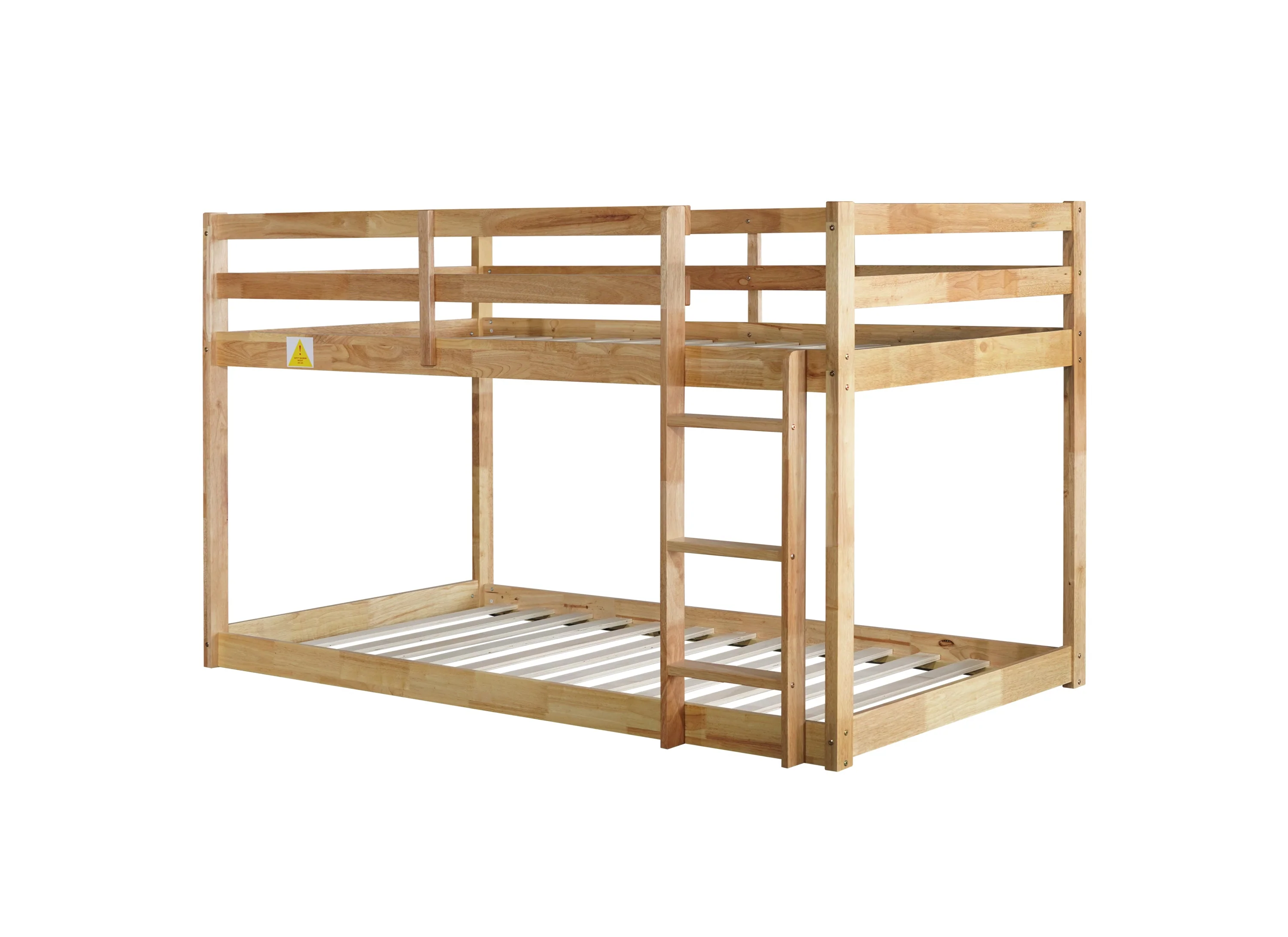 Solid Rubber Wooden Twin-Over-Twin Loft Bed with Ladder, Natural - Image 13
