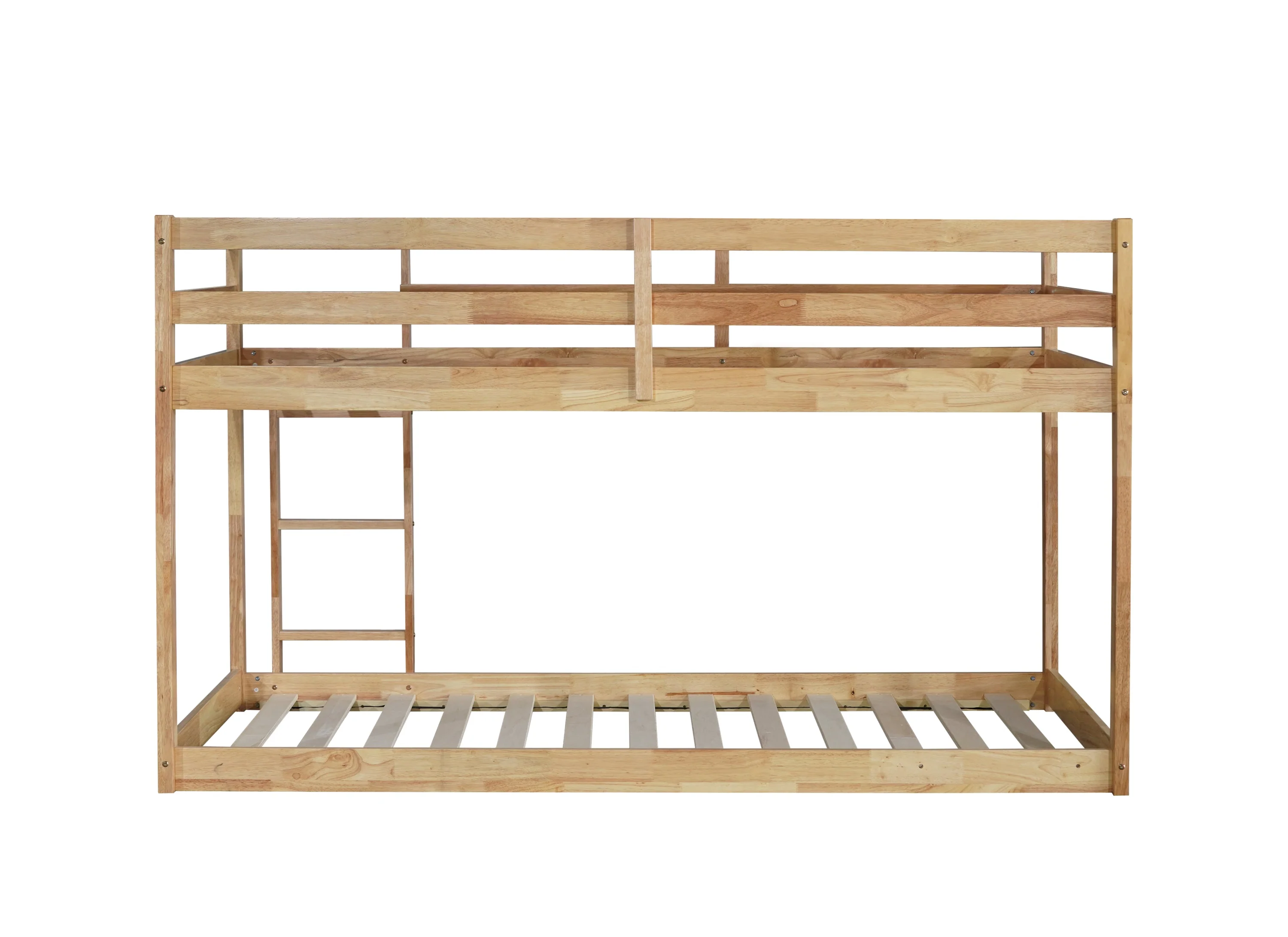 Solid Rubber Wooden Twin-Over-Twin Loft Bed with Ladder, Natural - Image 16