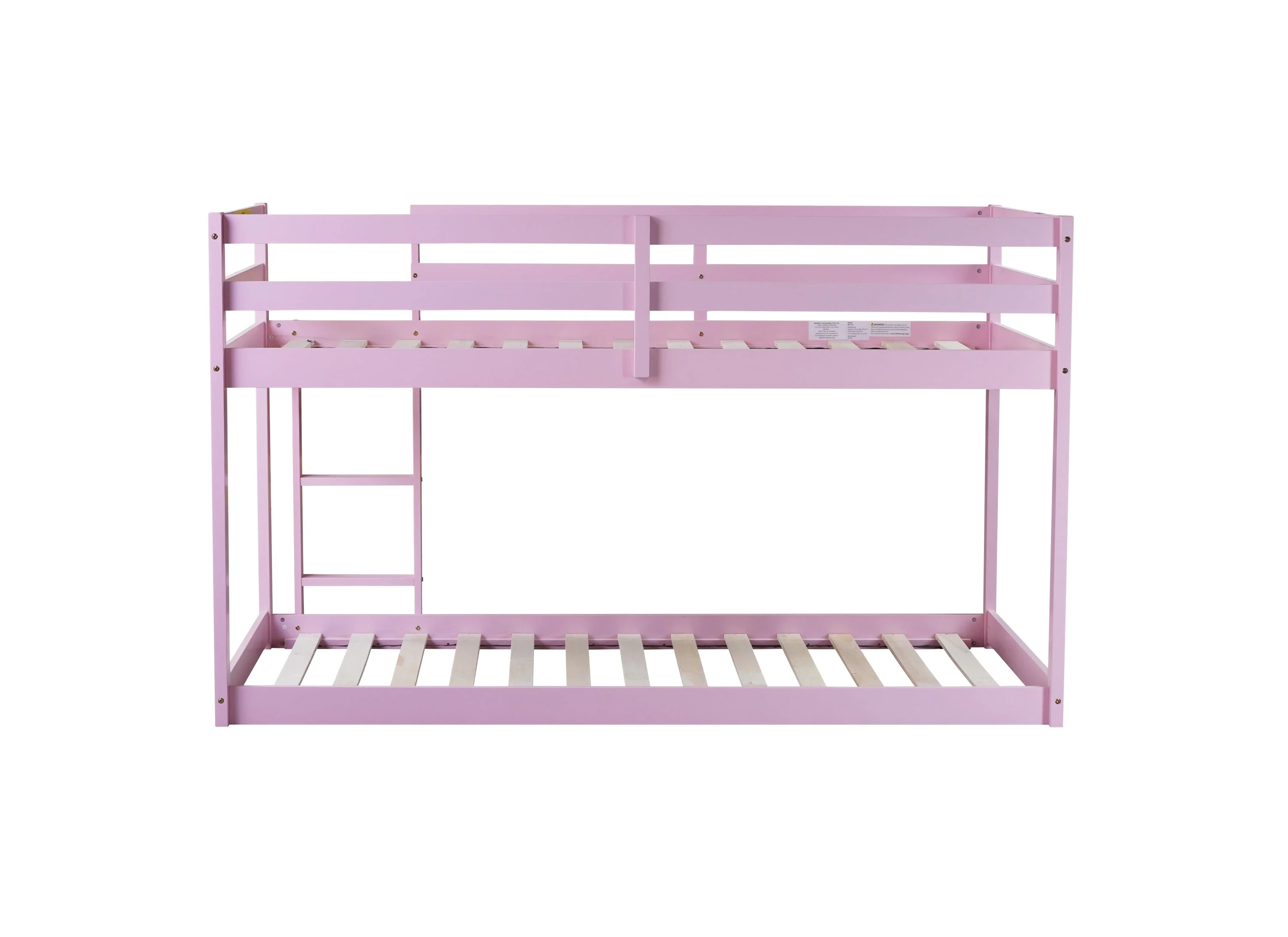 Solid Wooden, Twin over Twin Loft Bed with Ladder - Pink - Image 14