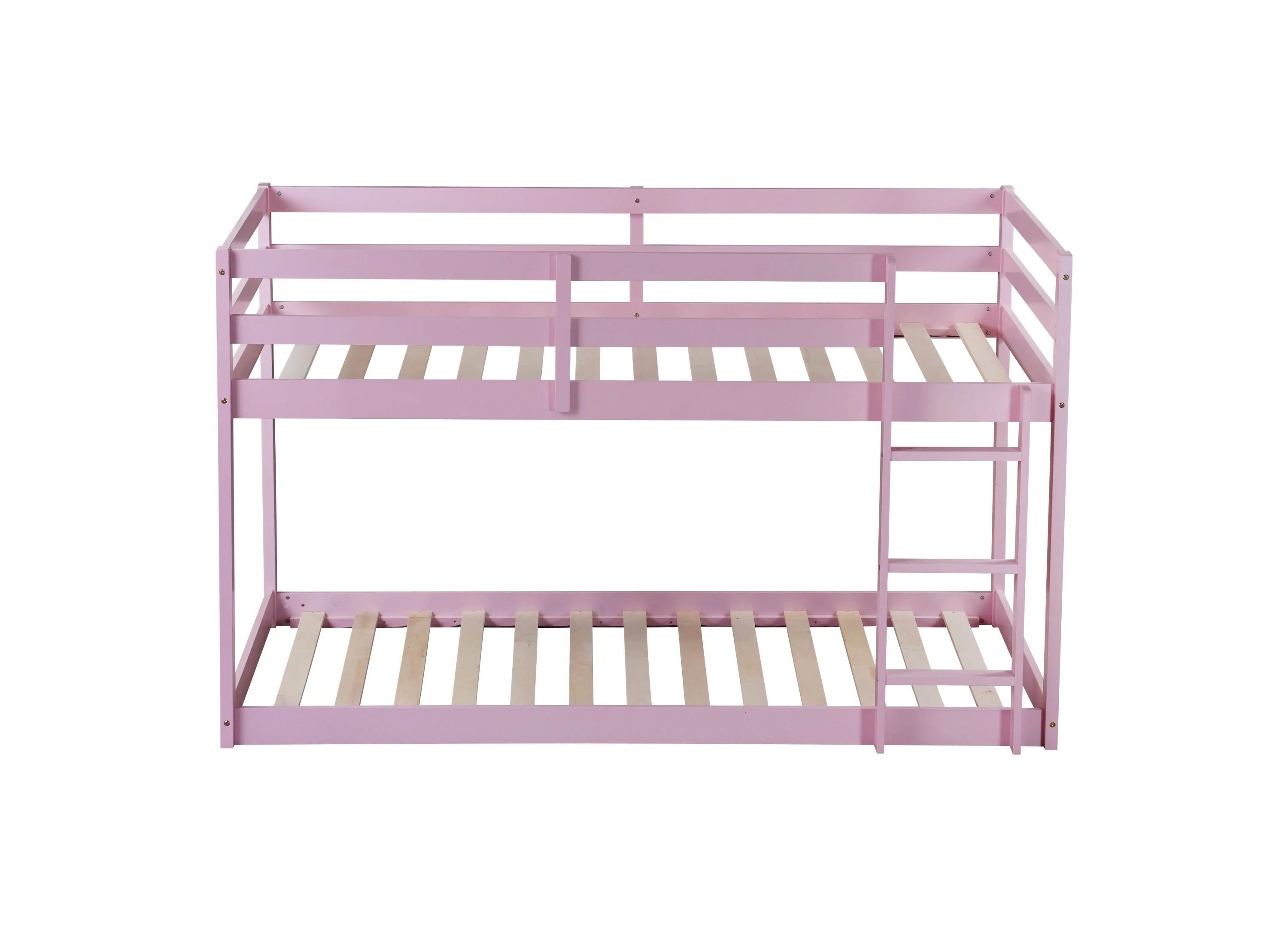 Solid Wooden, Twin over Twin Loft Bed with Ladder - Pink - Image 19