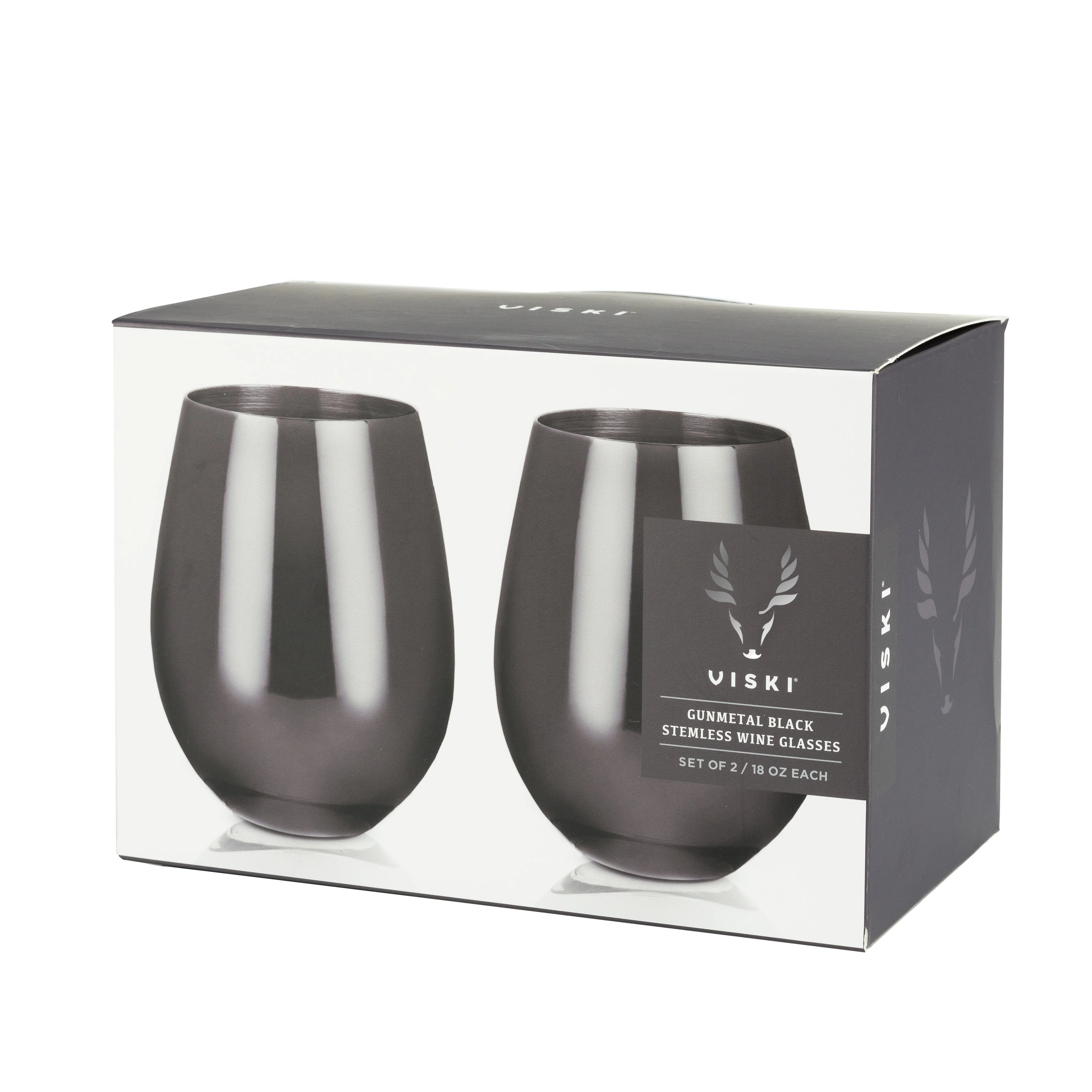 Stainless Steel Stemless Wine Glasses in Gunmetal Set of 2 - Image 7