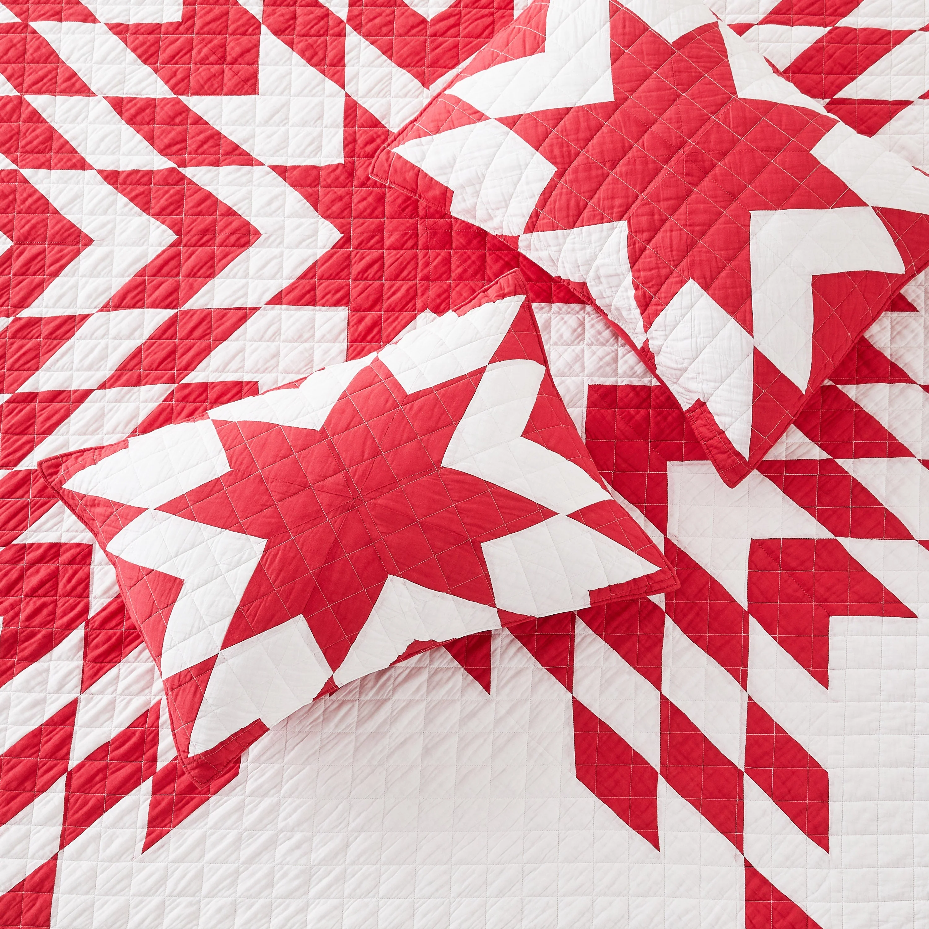 Star Patch Patchwork Cotton Quilt Set - Image 17