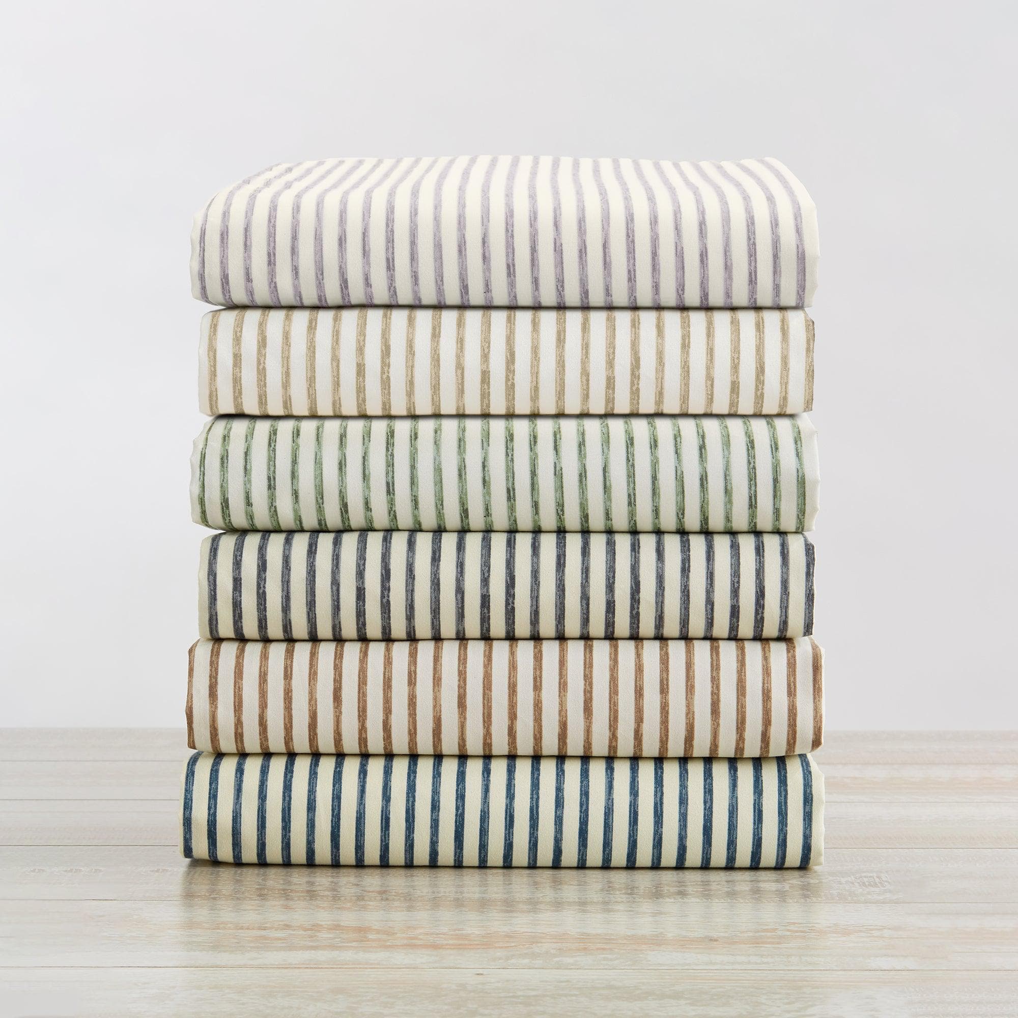 Striped Microfiber Sheet Set - Evette Collection - Image 15