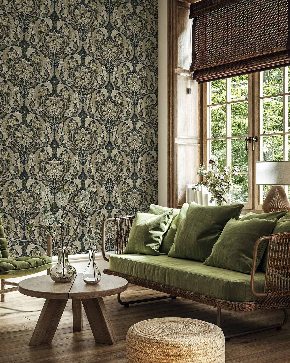 Thornton Vintage Damask Peel and Stick Removable Wallpaper - Image 2