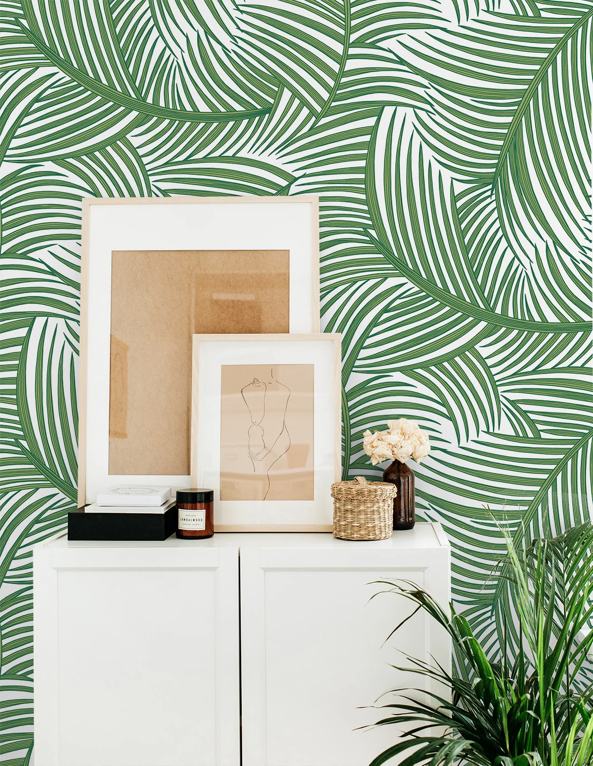 Tossed Palm Fronds Premium Peel and Stick Removable Wallpaper - Image 6