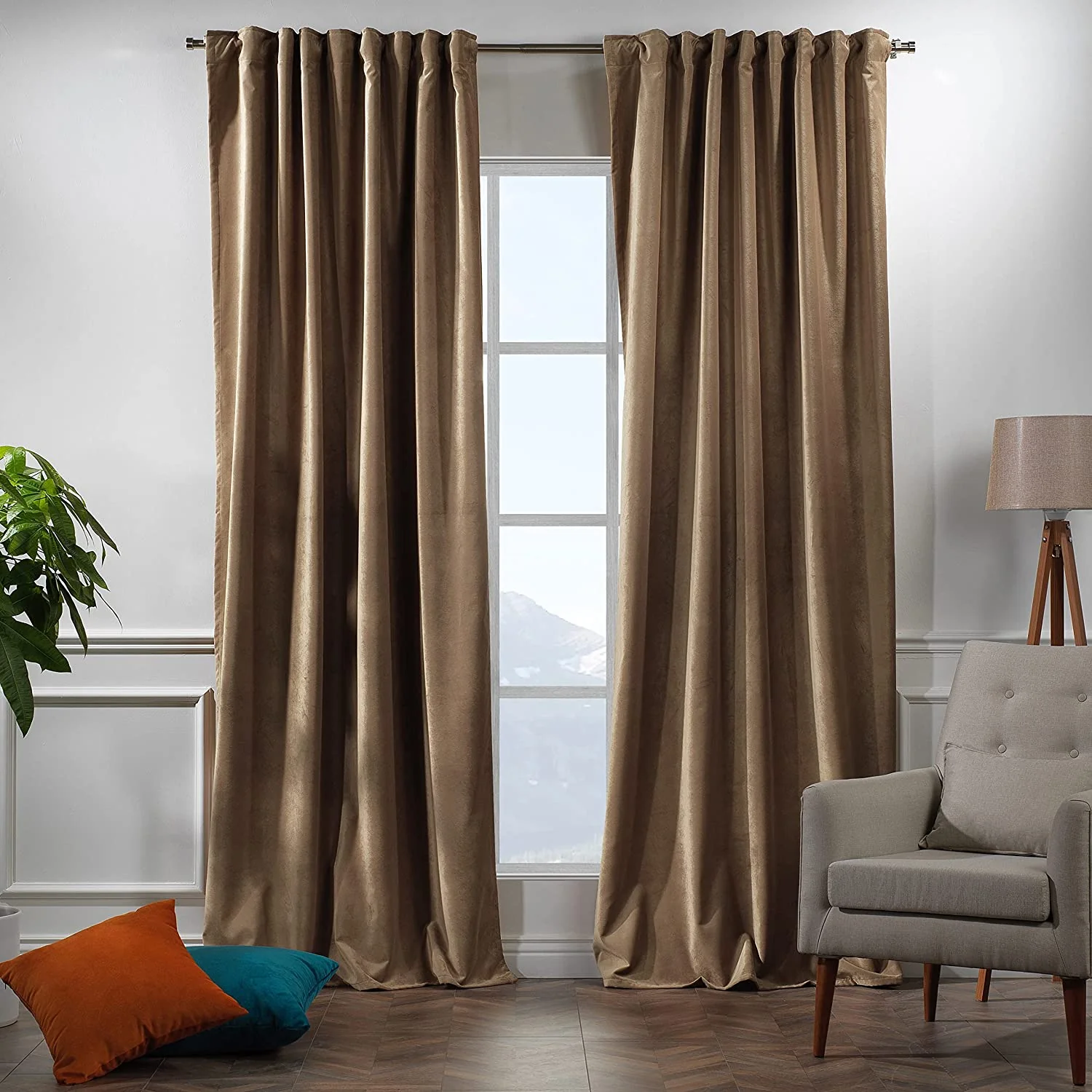 Extra Long Solid Matte Velvet Soft Curtains, 2 Panels, 5-25 Feet Custom Made Curtains - Image 3