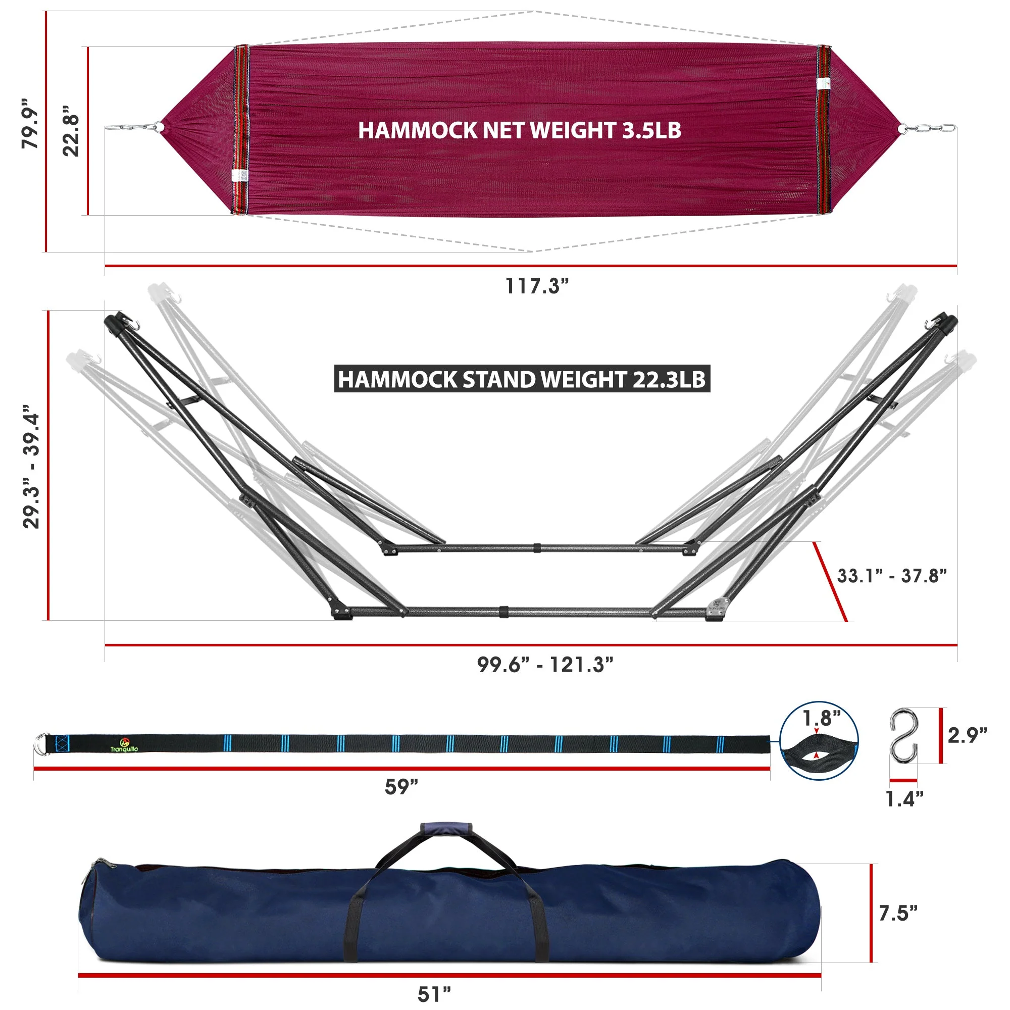 Tranquillo Comfort Set Original Hammock Stand - Image 3