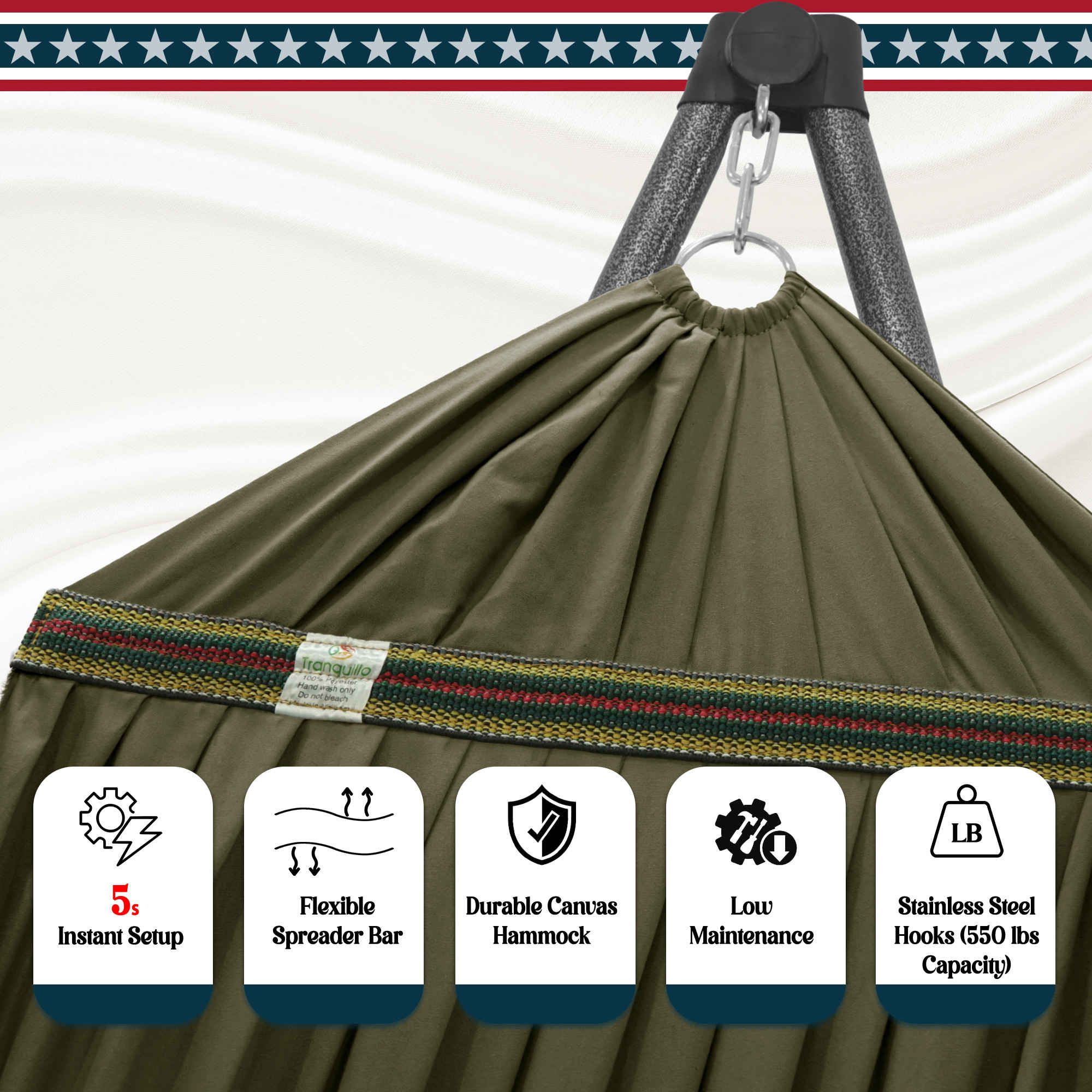 Tranquillo Uniki Canvas Hammock with Stand - Image 33