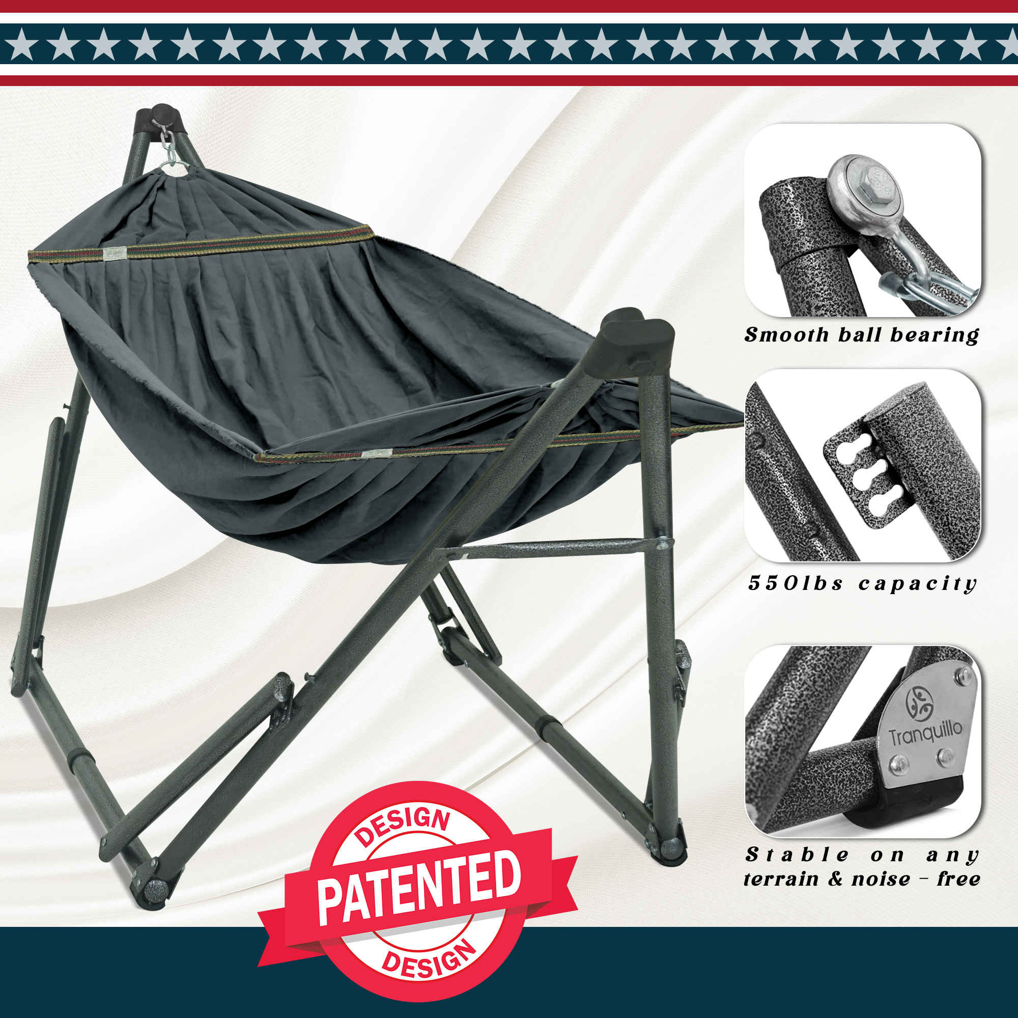 Tranquillo Uniki Canvas Hammock with Stand - Image 50