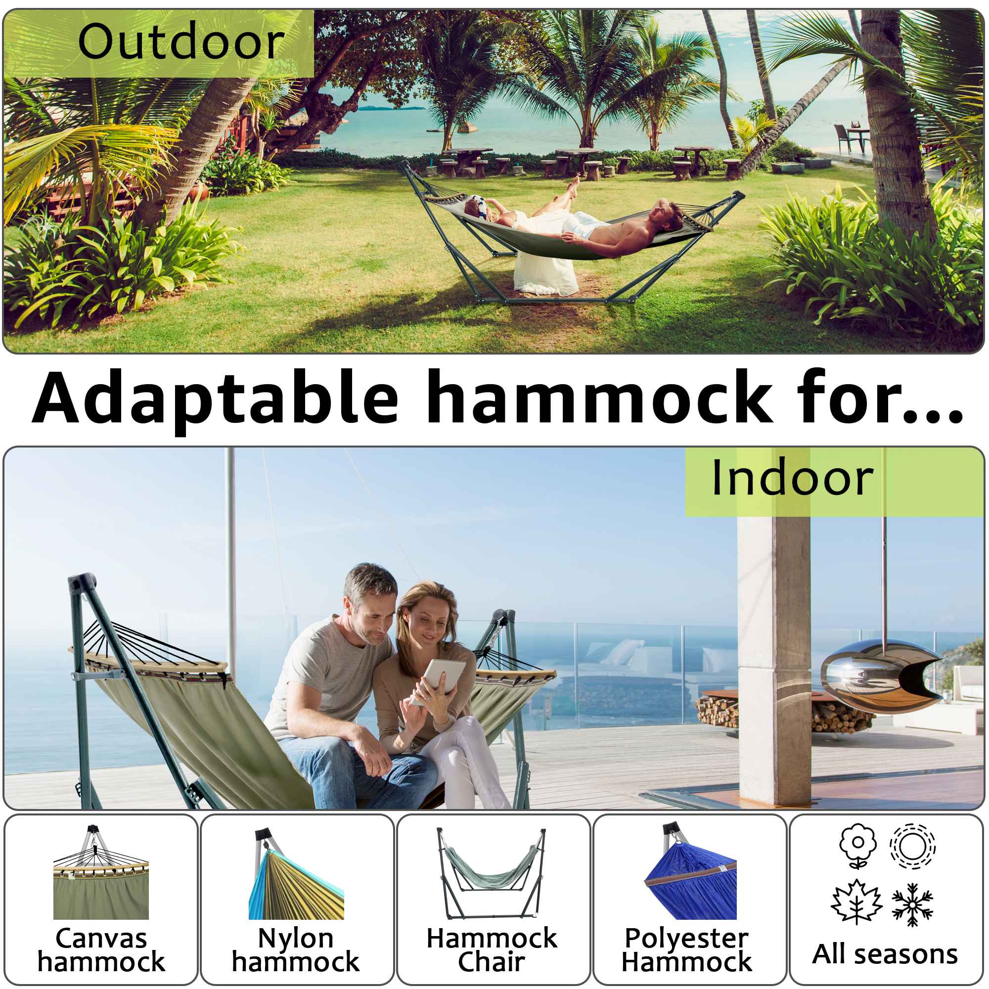 Tranquillo Universal Canvas Hammock - Medium Size - Image 6