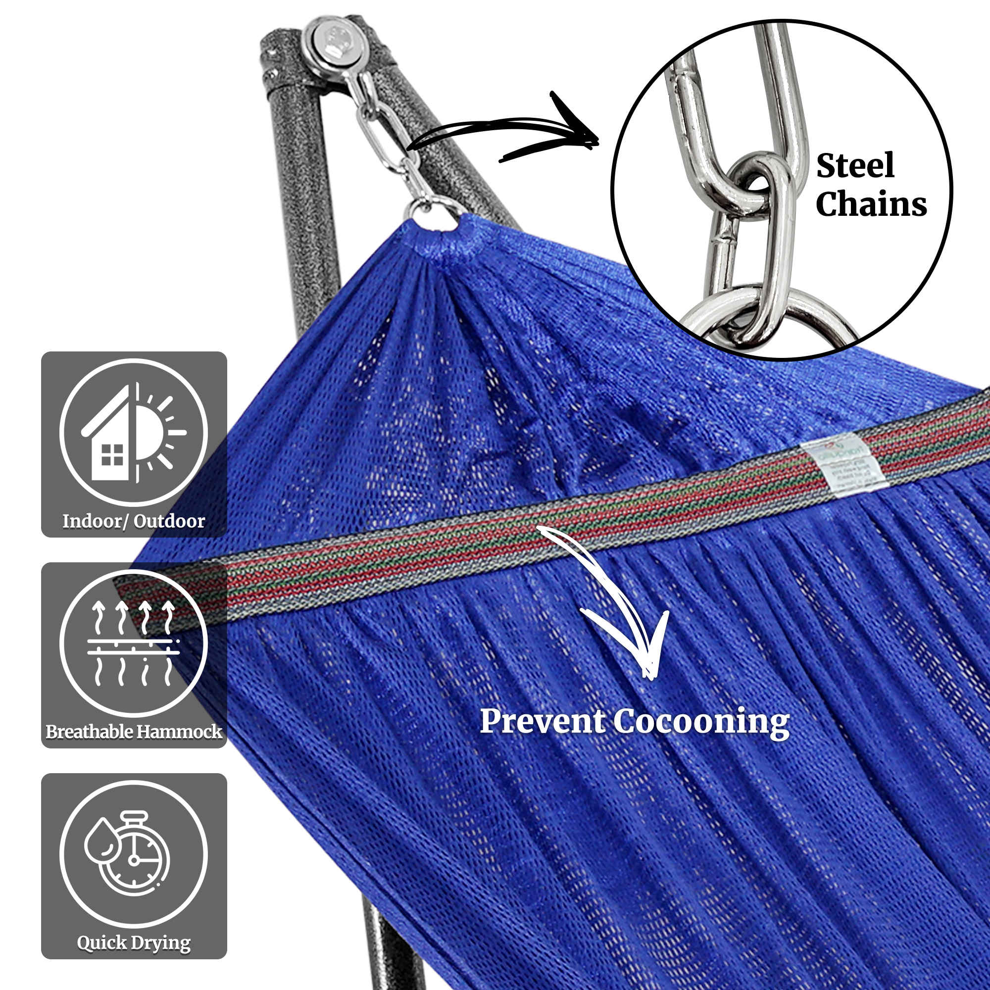 Tranquillo Universal Hammock with Medium Size Stands - Image 11