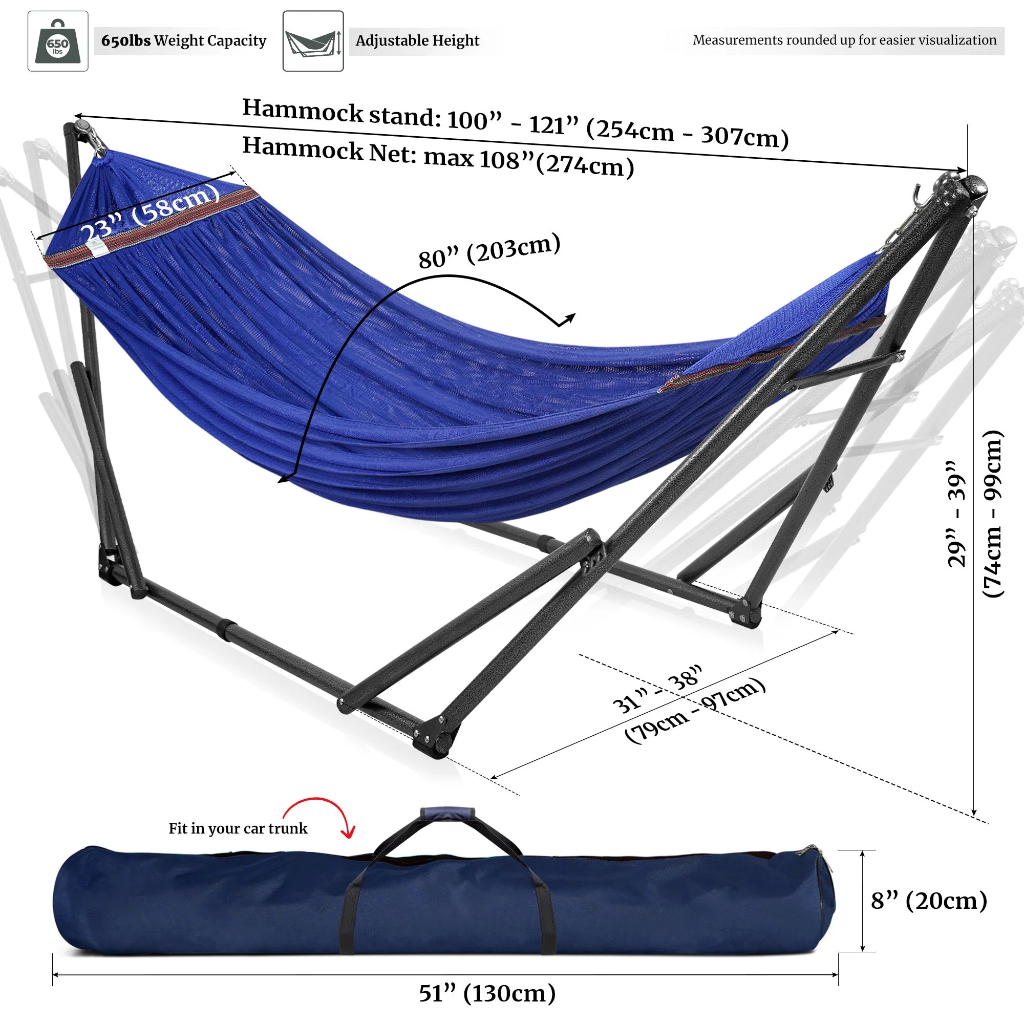 Tranquillo Universal Hammock with Medium Size Stands - Image 12